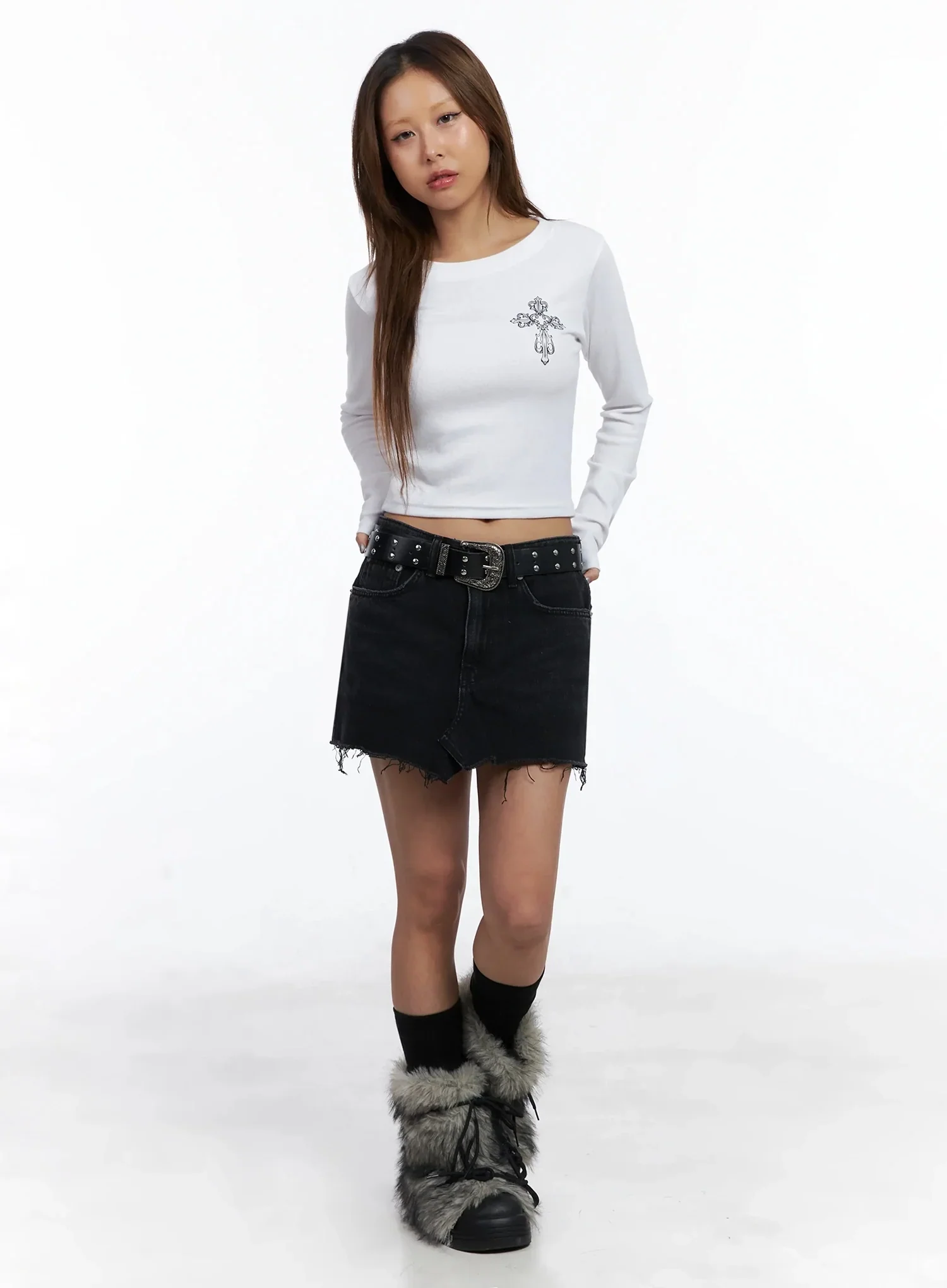 Distressed Denim Mini Skirt IN528 - Image 7