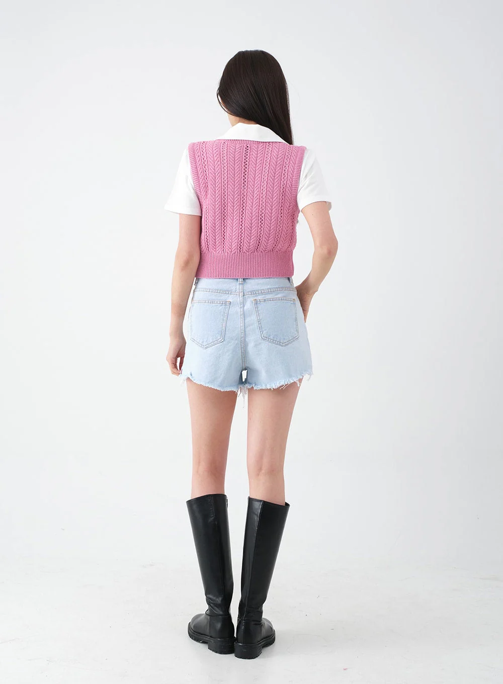 Distressed Raw Hem Denim Shorts CA27 - Image 13