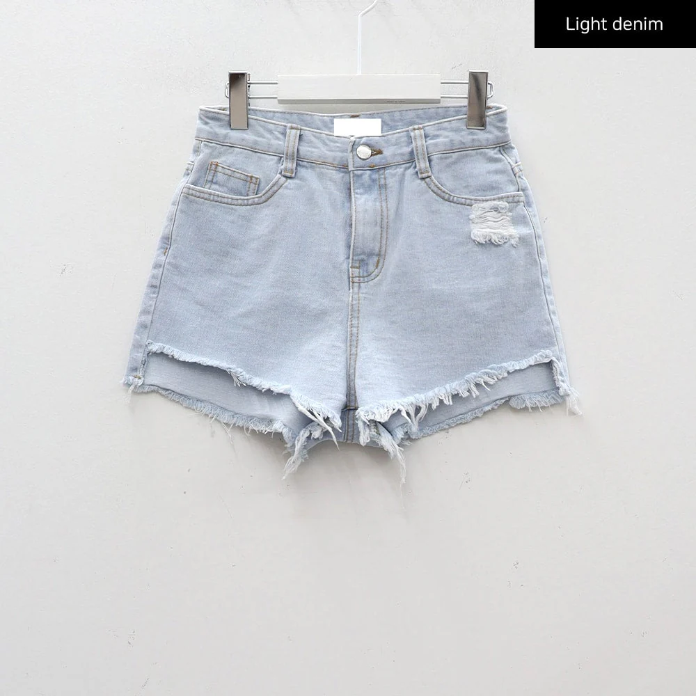 Distressed Raw Hem Denim Shorts CA27 - Image 16