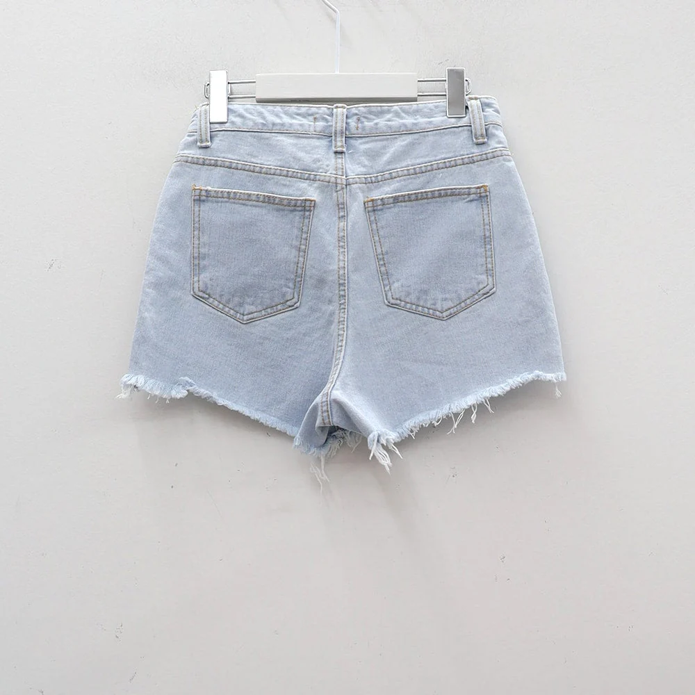 Distressed Raw Hem Denim Shorts CA27 - Image 17