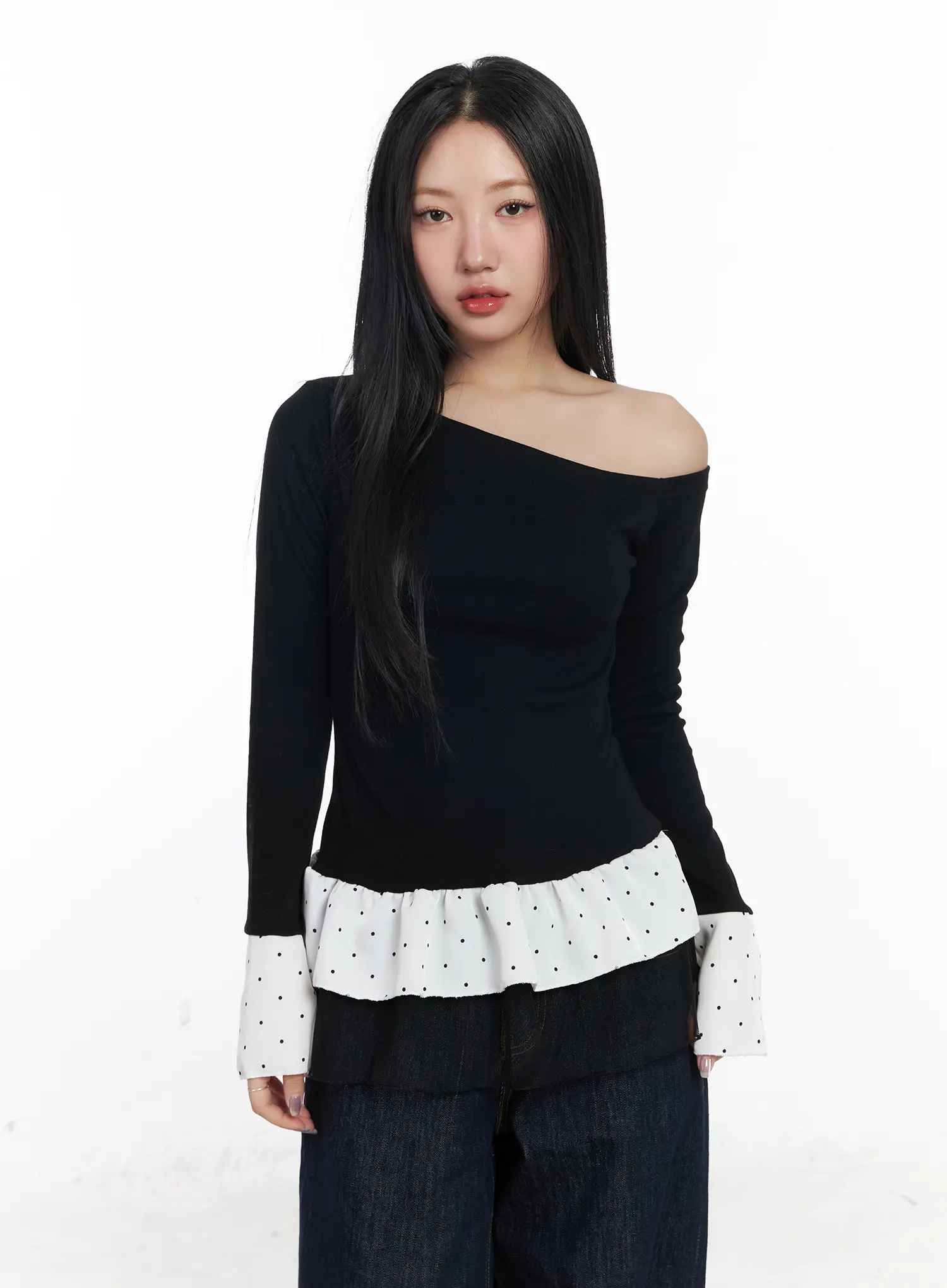 Dotted Frill Long Sleeve Top CF503 - Image 10