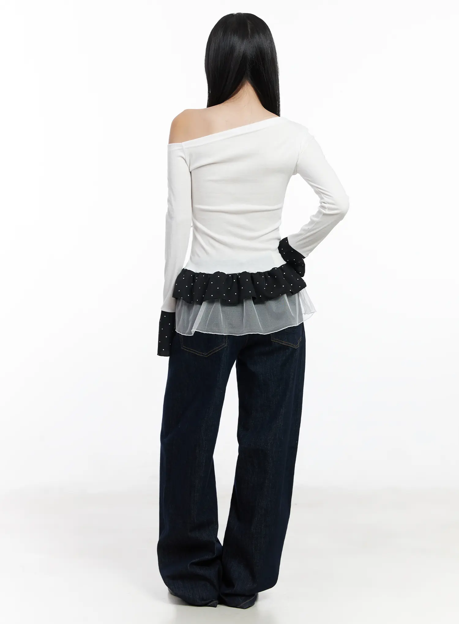 Dotted Frill Long Sleeve Top CF503 - Image 4