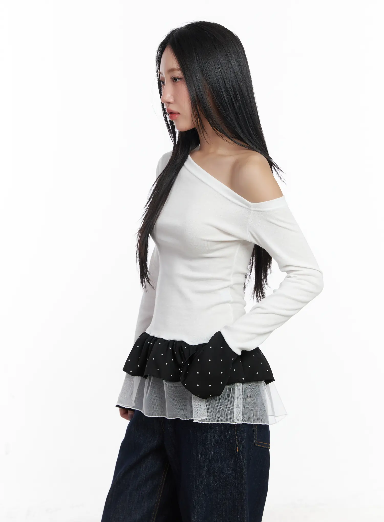 Dotted Frill Long Sleeve Top CF503 - Image 5
