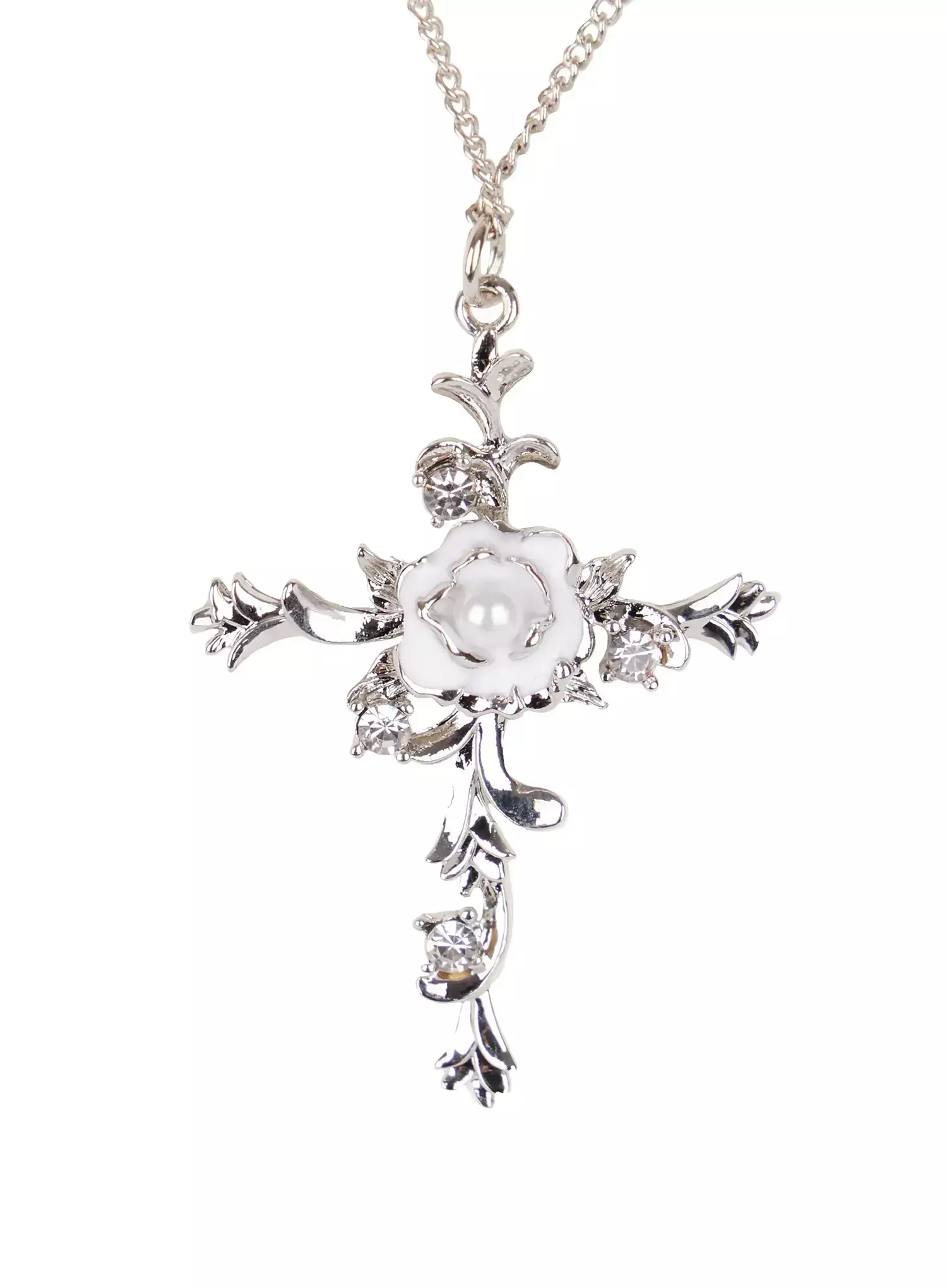 Double Chain Cross Necklace IO527 - Image 10