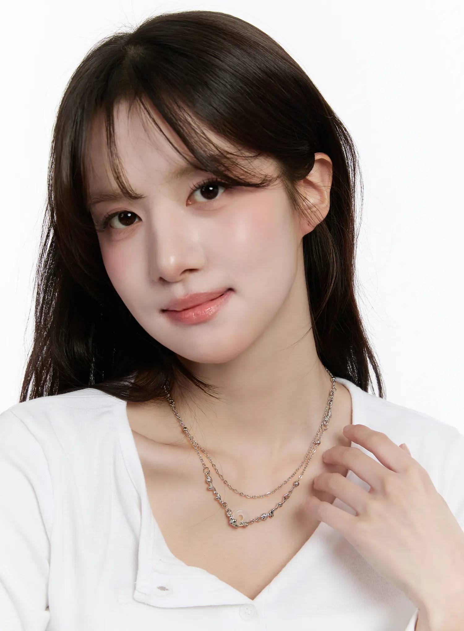 Double Chain Necklace with Stone Pendant CM505 - Image 2