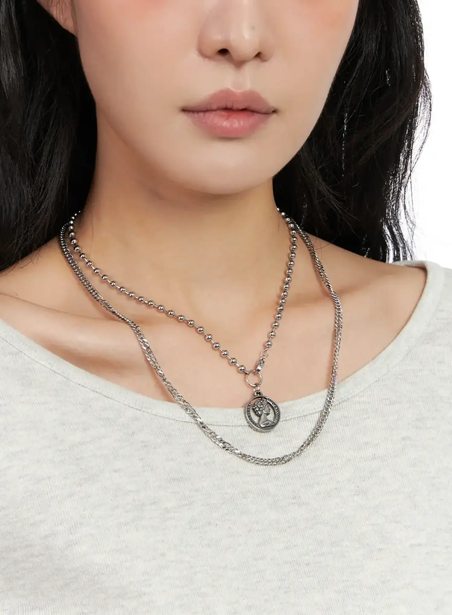 Double Layer Charm Necklace IN510 - Image 3