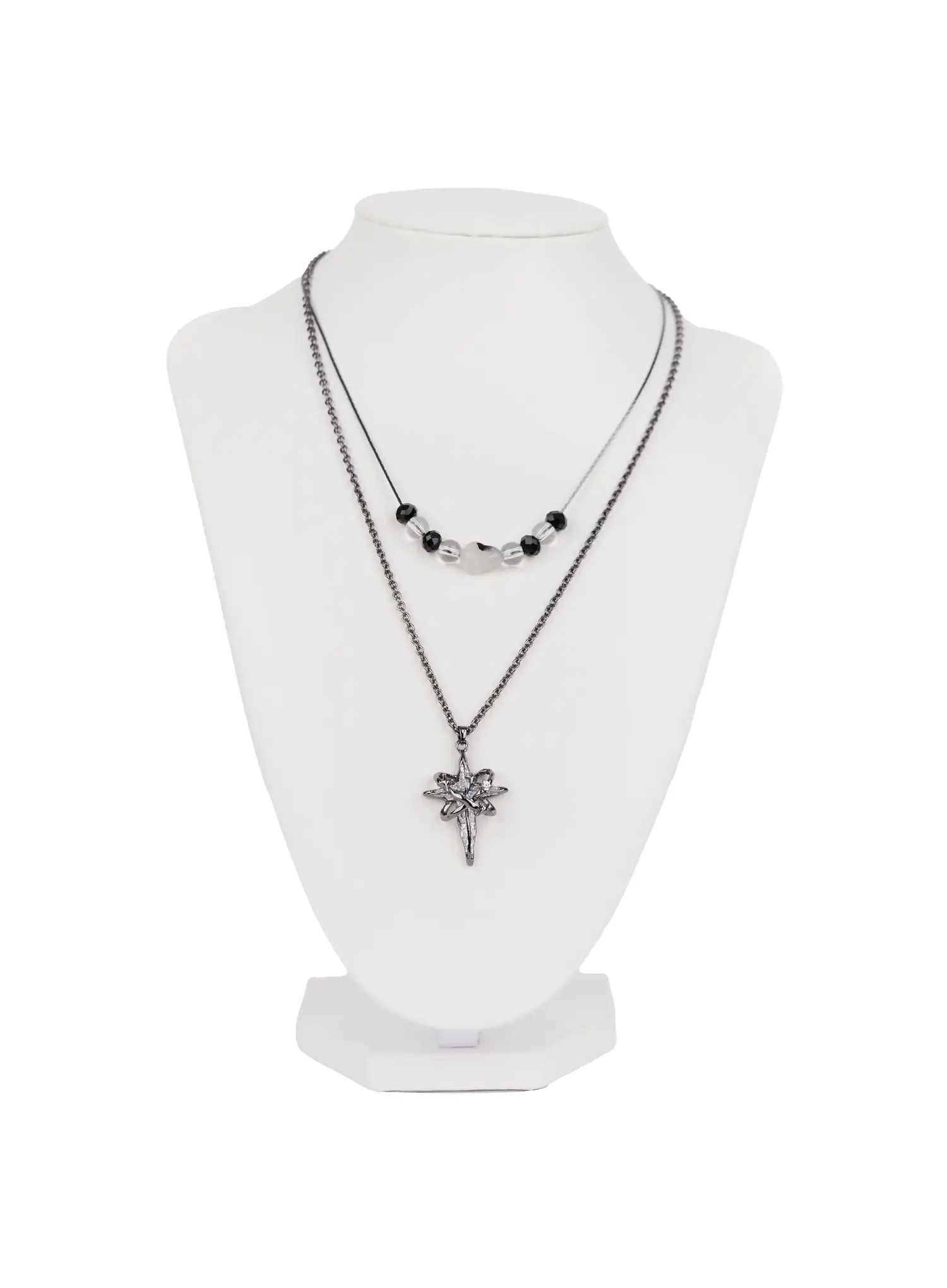 Double Layered Beaded Pendant Necklace IN510 - Image 4