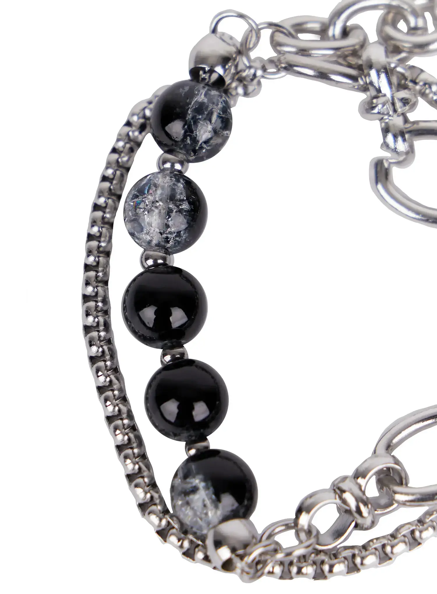 Double Layered Chain and Bead Bracelet IN510 - Image 6