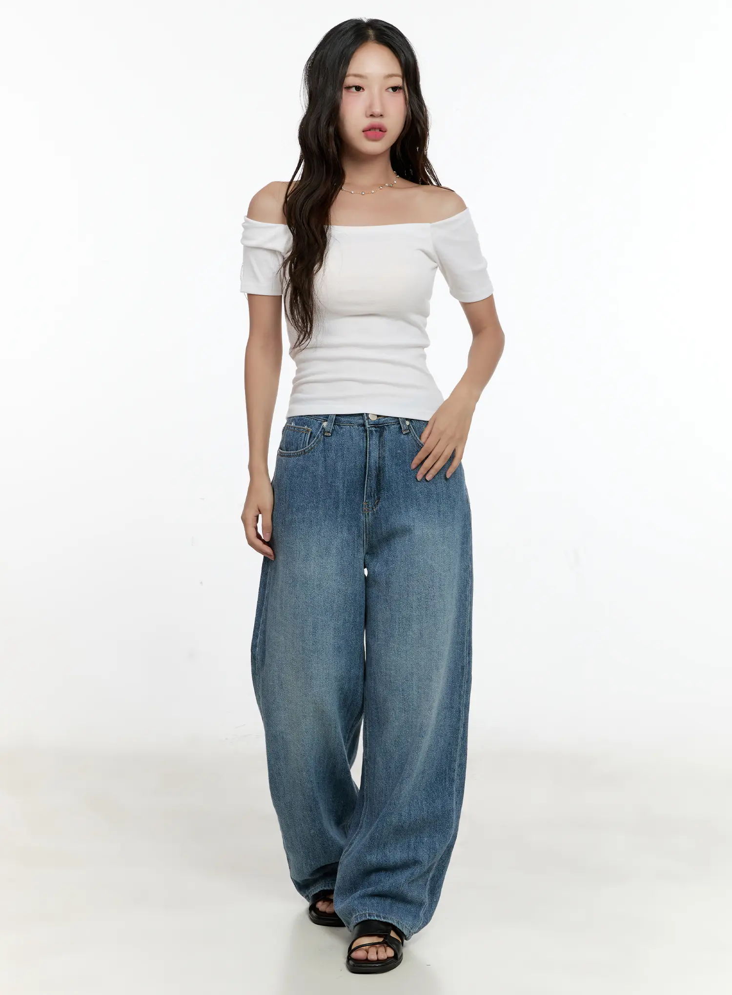 Doyeon Washed Wide-Leg Denim Jeans CG501 - Image 3