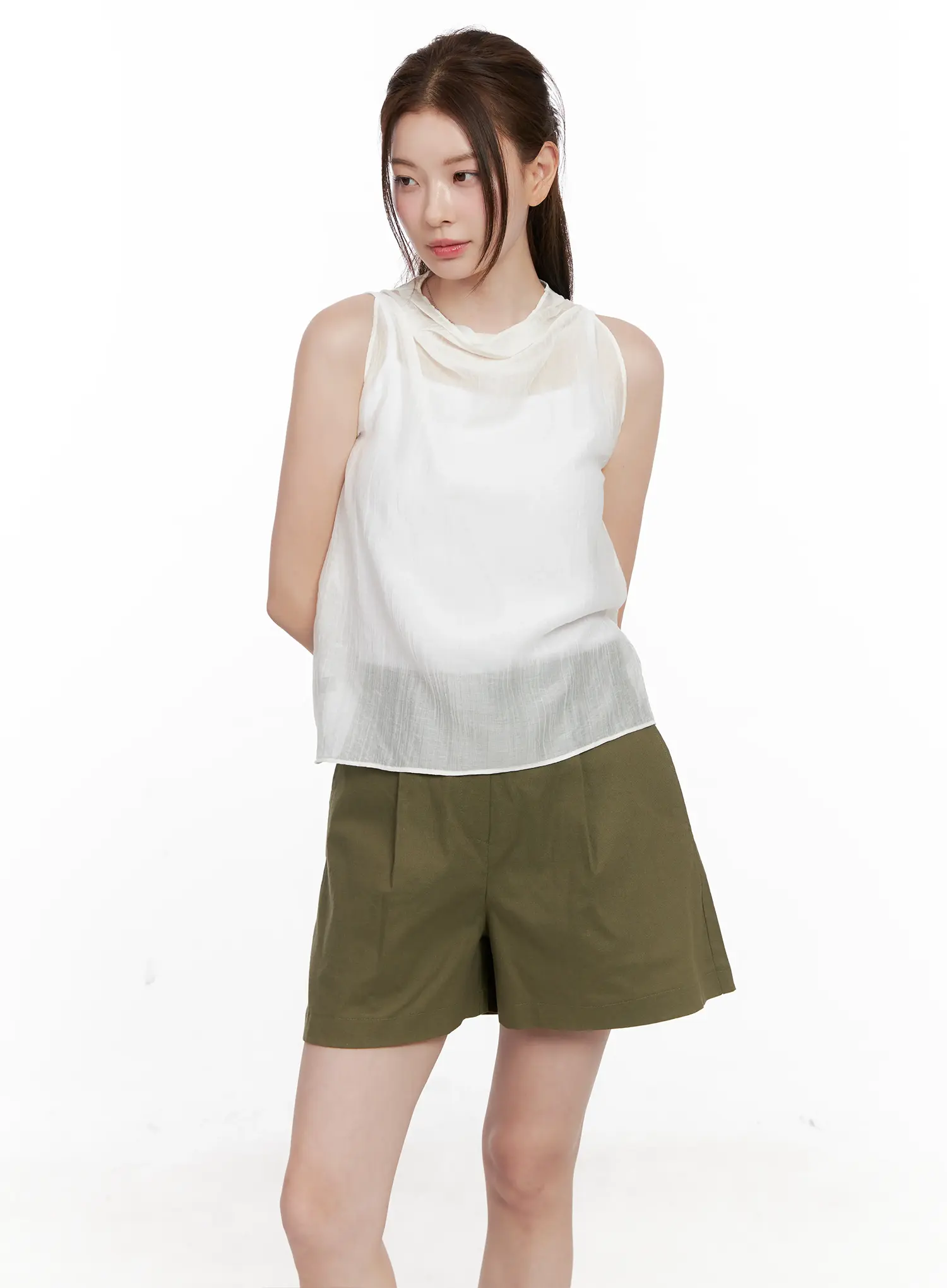 Draped Button Sleeveless Blouse CL523 - Image 11