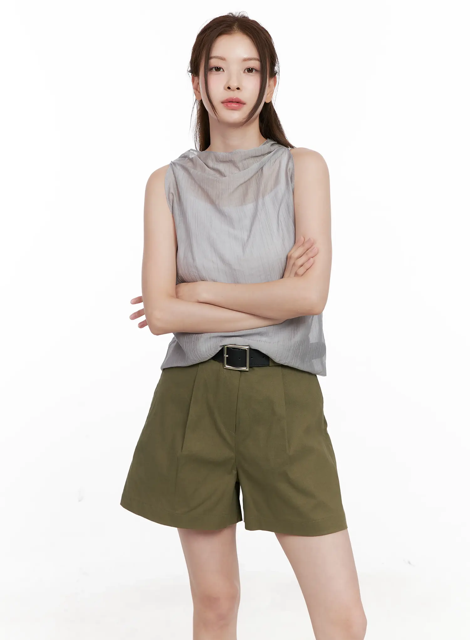 Draped Button Sleeveless Blouse CL523 - Image 12