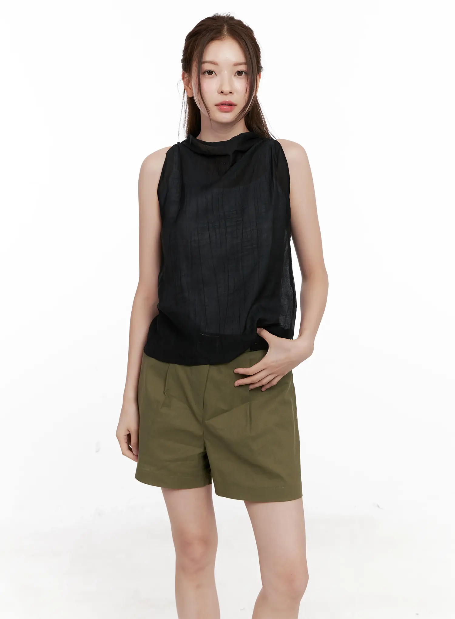 Draped Button Sleeveless Blouse CL523 - Image 13