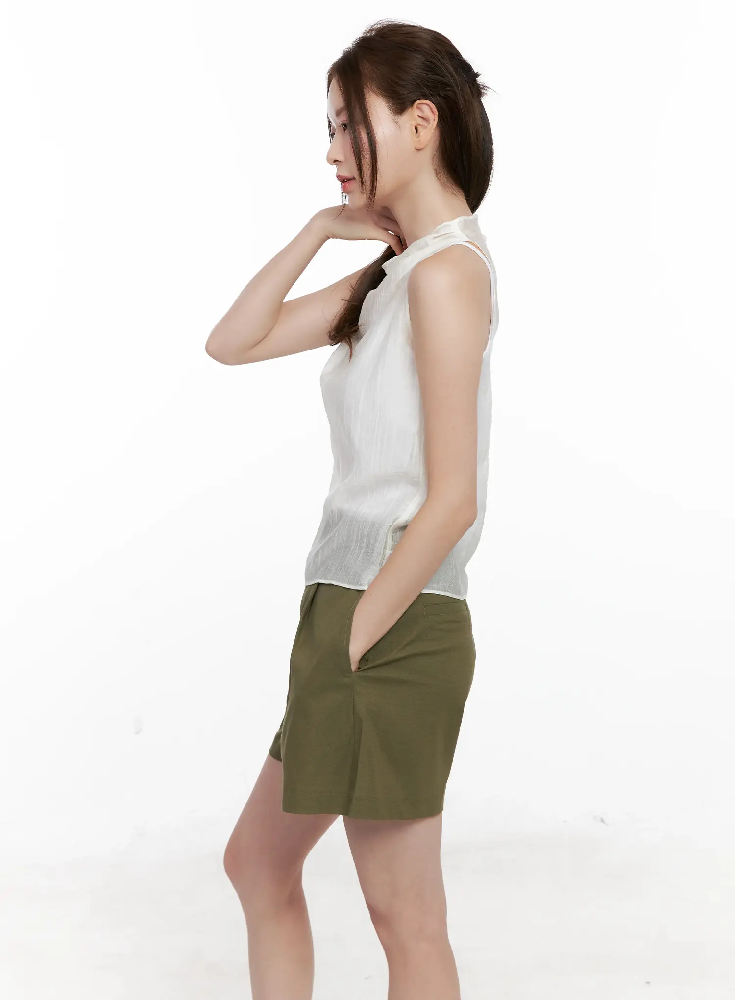 Draped Button Sleeveless Blouse CL523 - Image 5