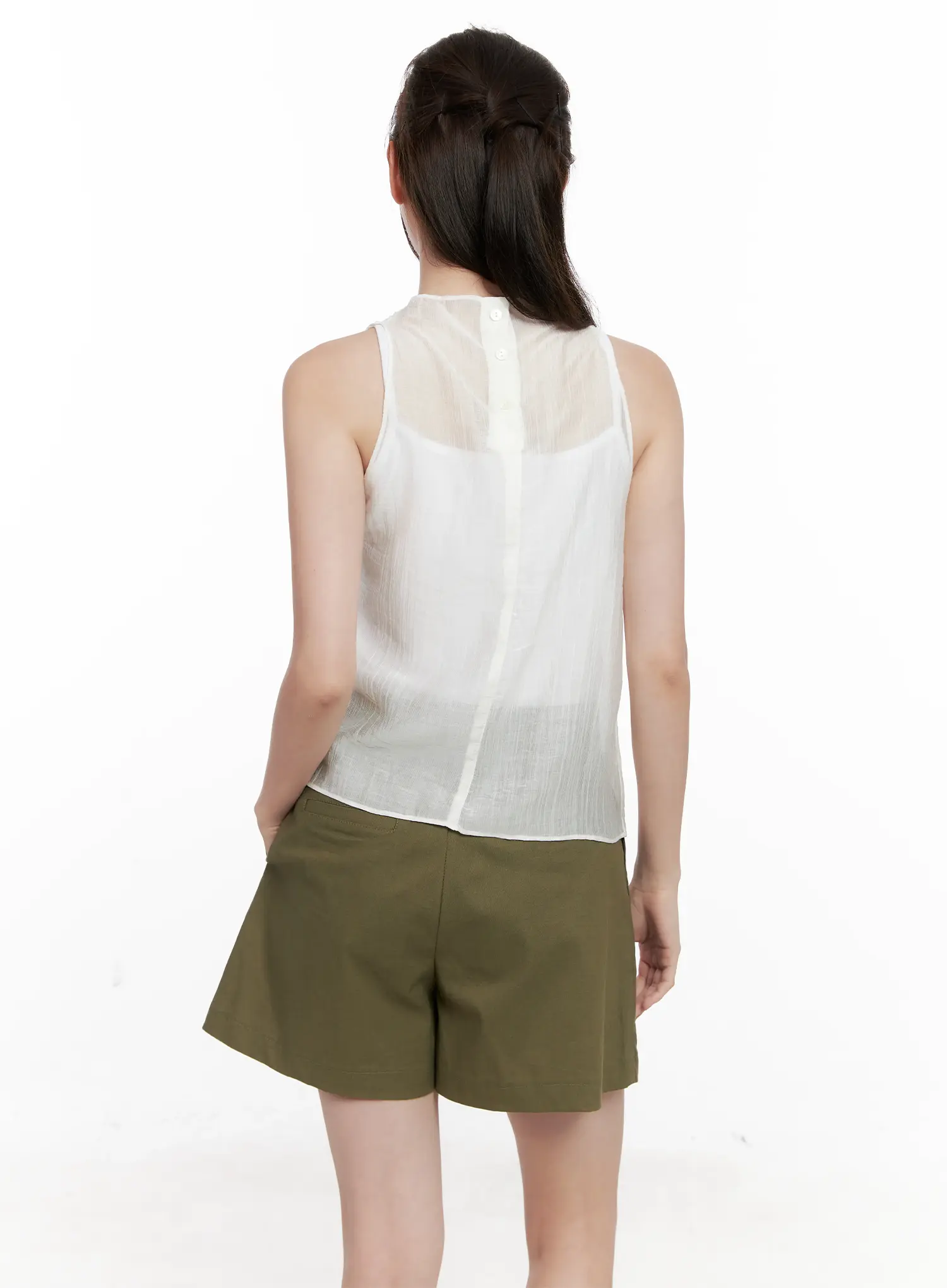 Draped Button Sleeveless Blouse CL523 - Image 8