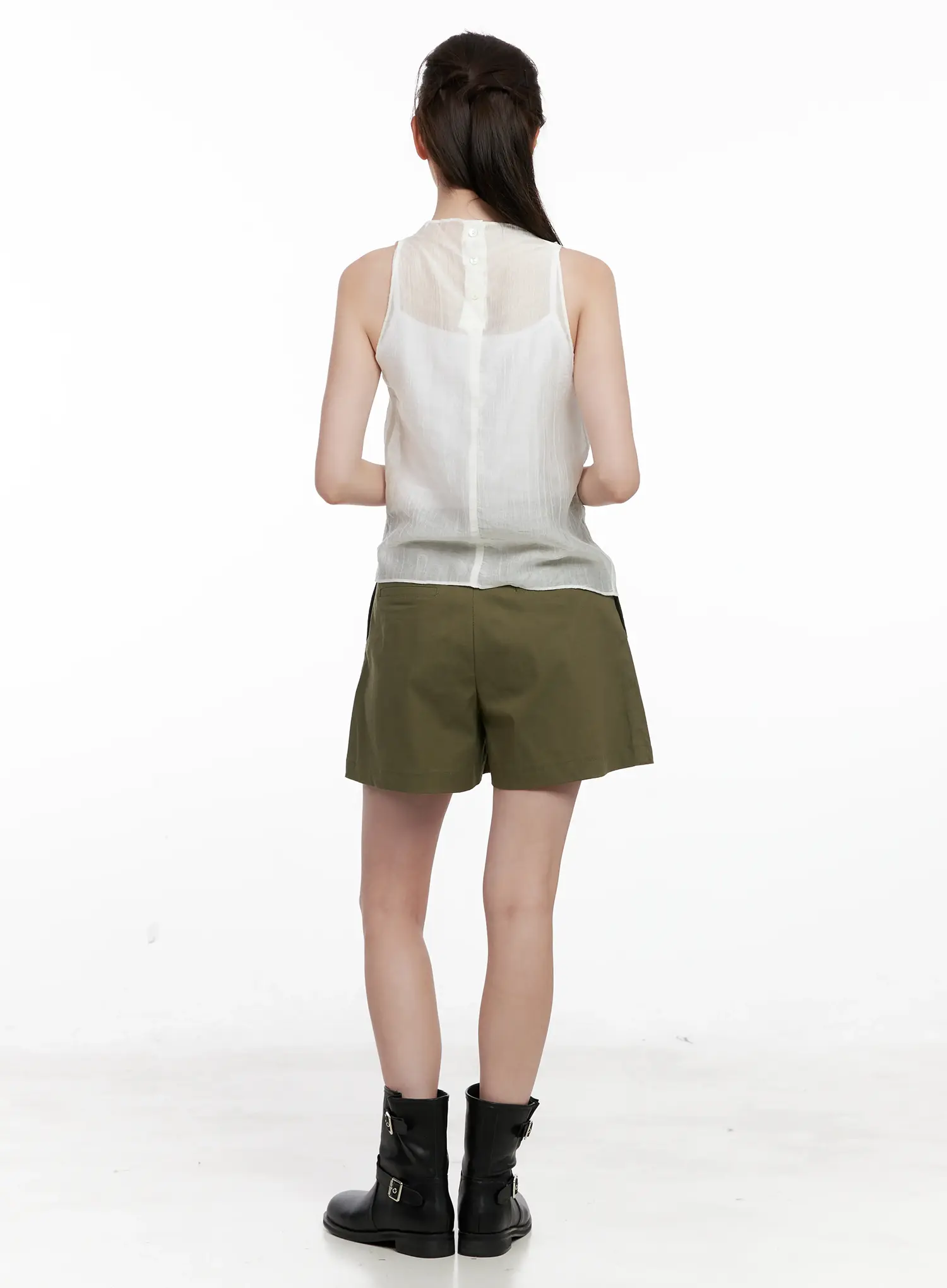 Draped Button Sleeveless Blouse CL523 - Image 9