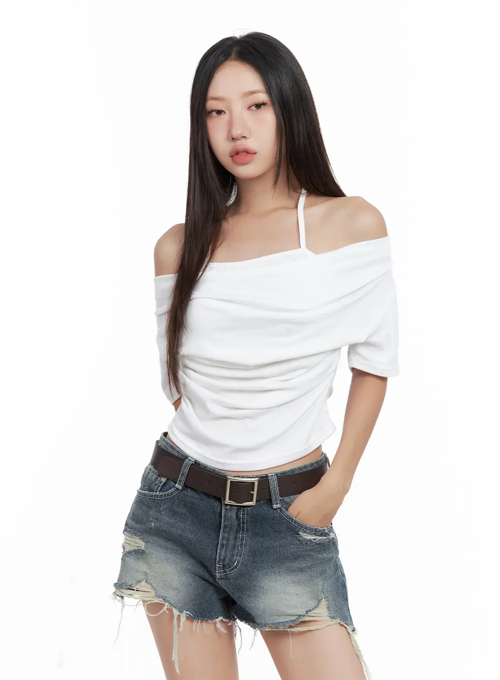 Draped Off-Shoulder Top CL508 - Image 2