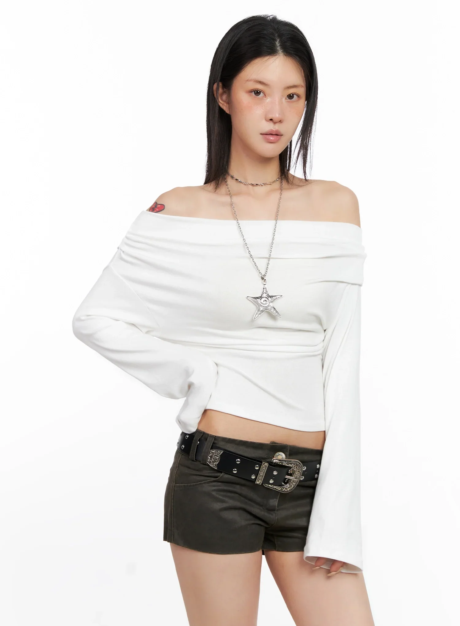 Draped Off Shoulder Top IS508 - Image 5