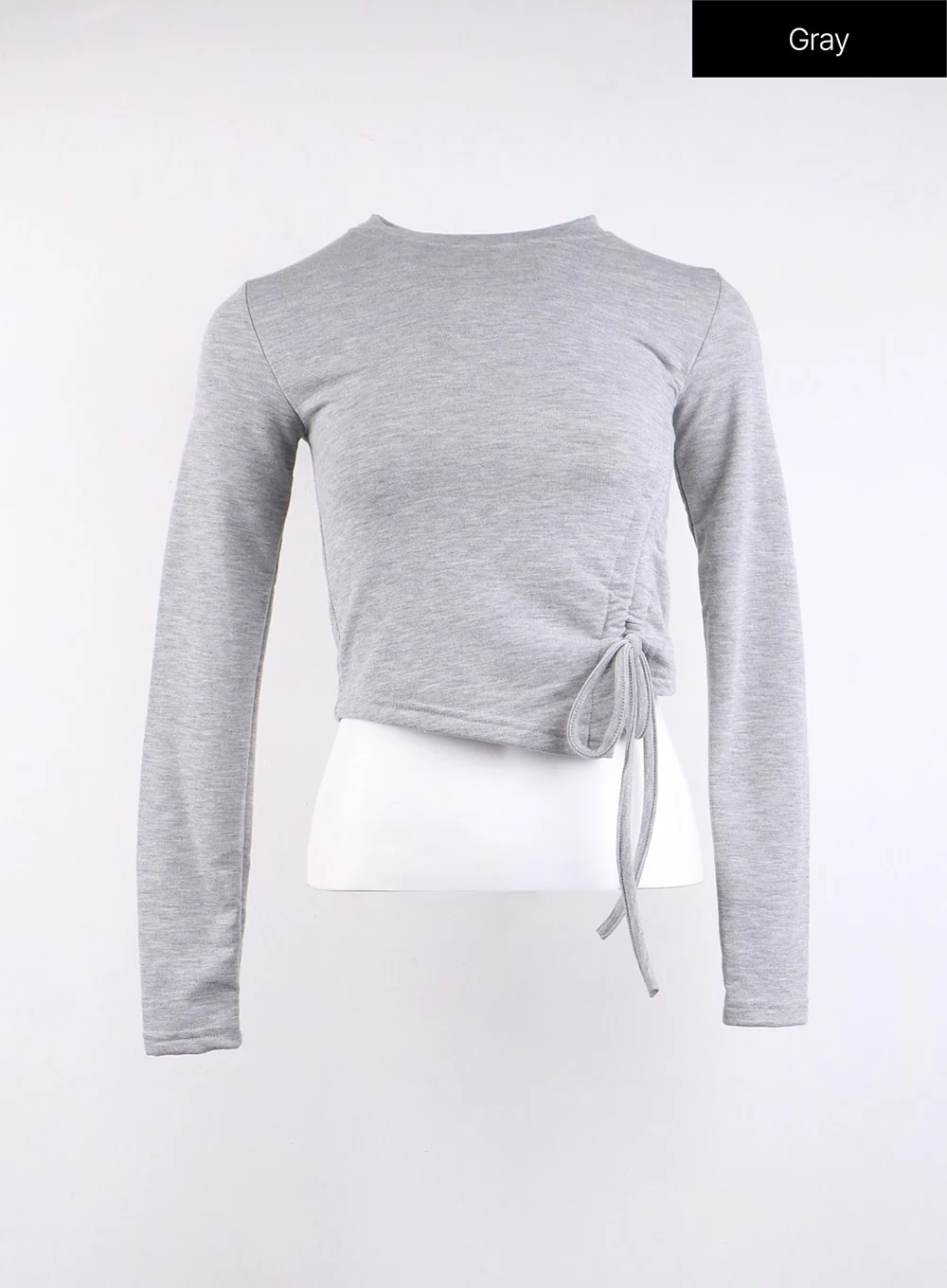 Drawstring Long Sleeve Round Neck Tee CJ419 - Image 11