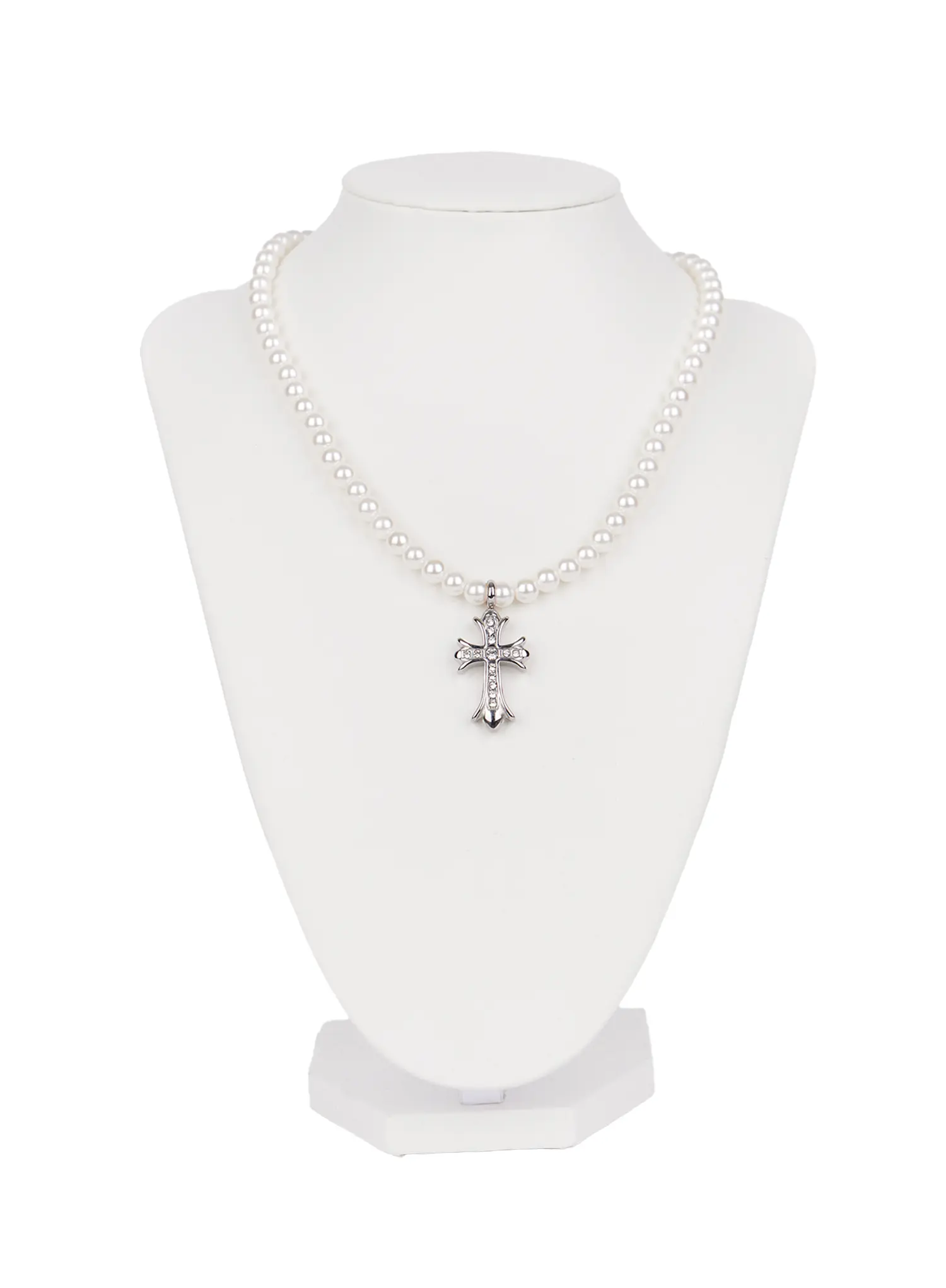 Elegant Beaded Pendant Necklace (White) CN511 - Image 5