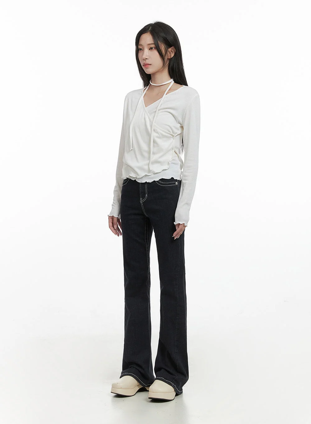 Elegant Buttoned Wrap Long Sleeve Top CS430 - Image 6