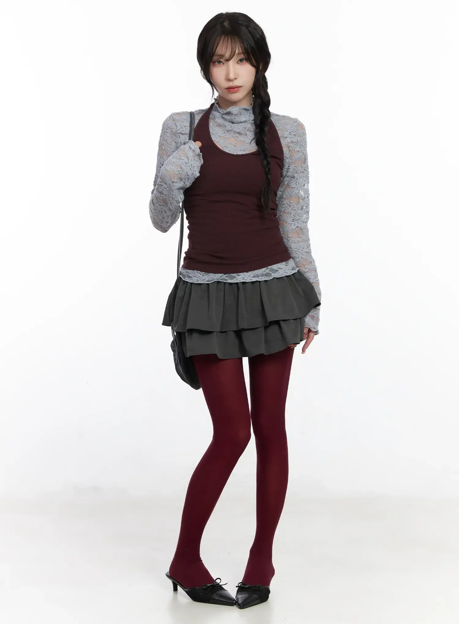 Elegant Floral Lace Sheer Turtleneck Top CJ526 - Image 8