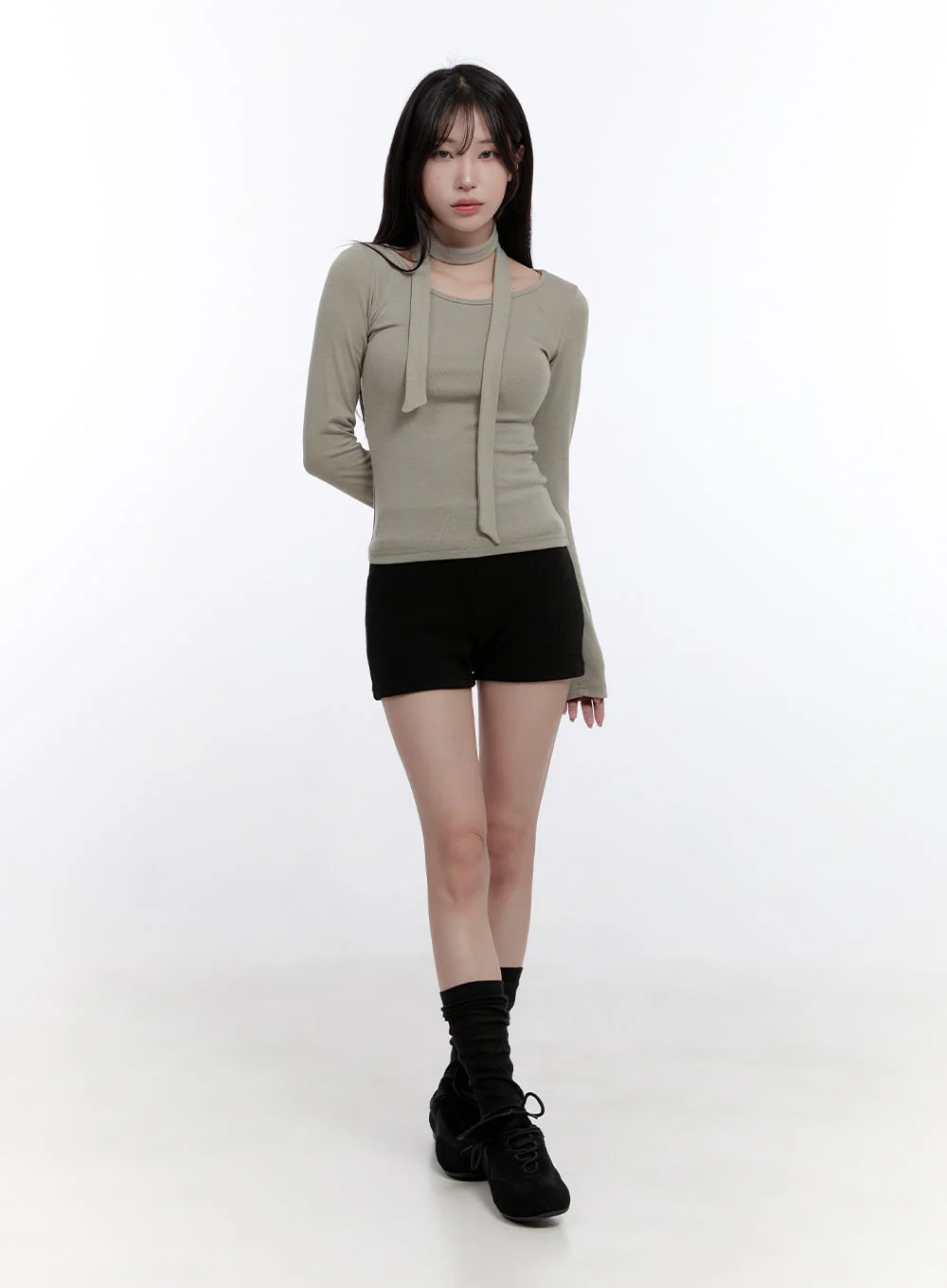 Elegant Long-Sleeve Muffler Top CO418 - Image 2