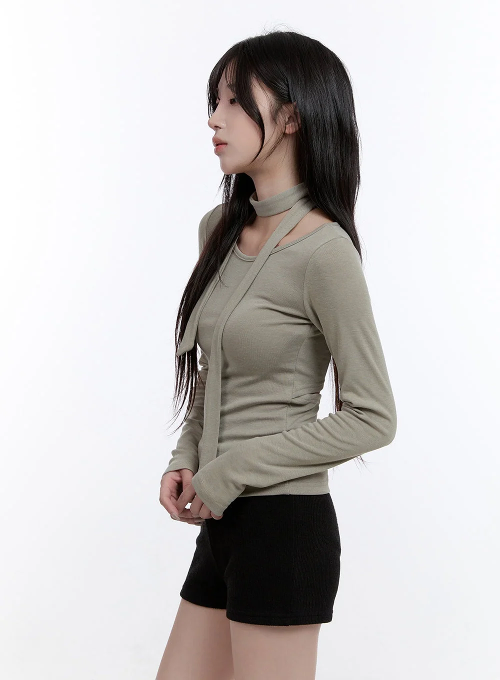Elegant Long-Sleeve Muffler Top CO418 - Image 5