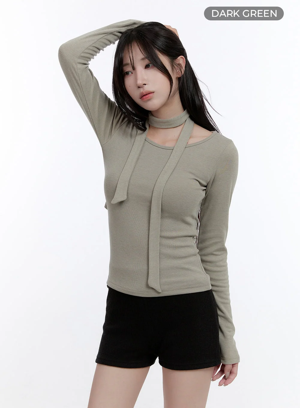Elegant Long-Sleeve Muffler Top CO418 - Image 7