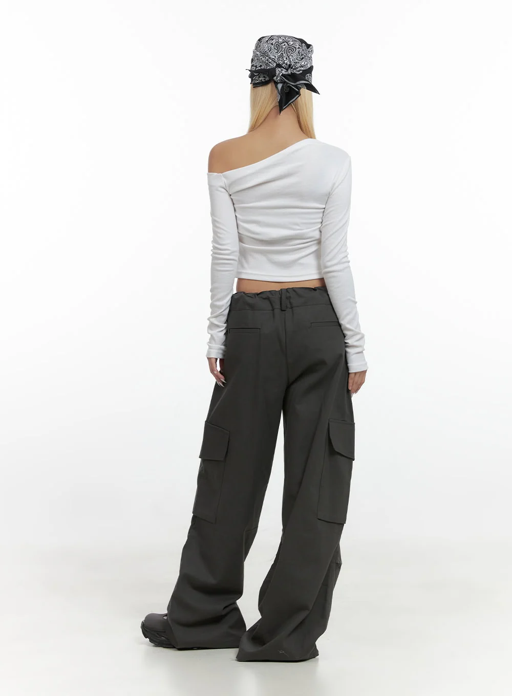 Elegant One-Shoulder Fitted Cropped Long Sleeve  CS425 - Image 7
