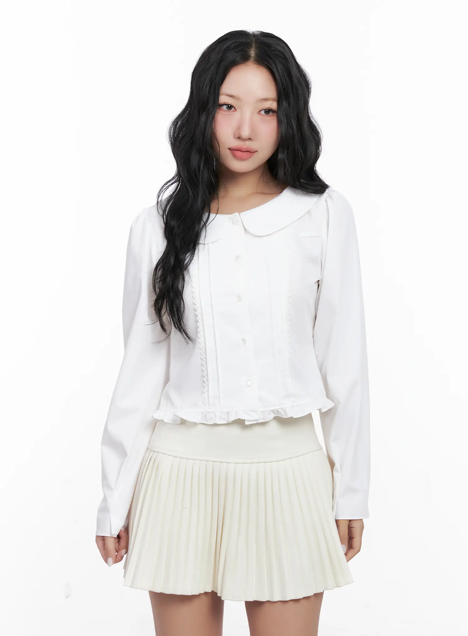 Elegant Pintuck Lace Blouse CN514 - Image 4