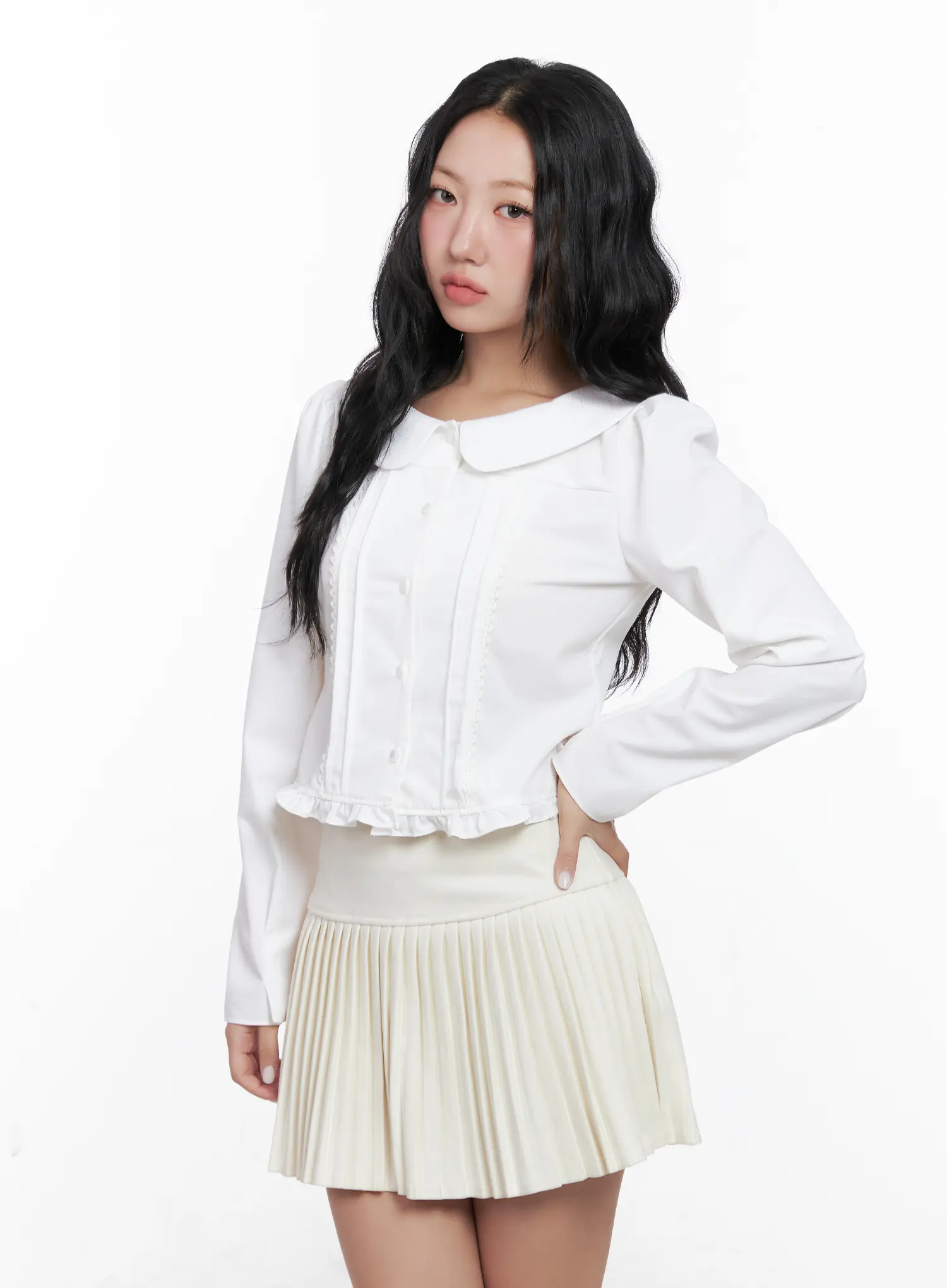 Elegant Pintuck Lace Blouse CN514 - Image 5