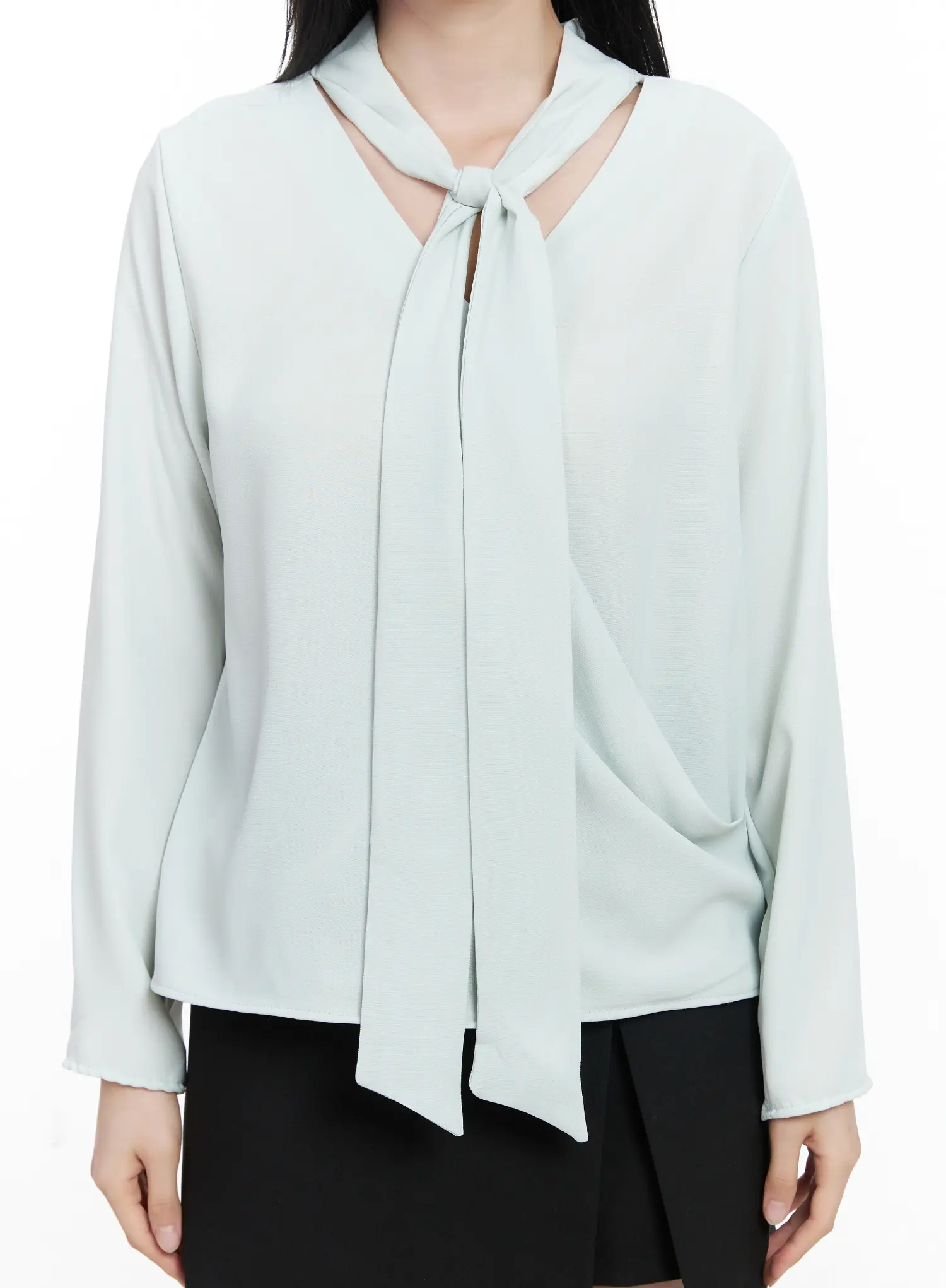 Elegant V-Neck Scarf Blouse CJ519 - Image 8