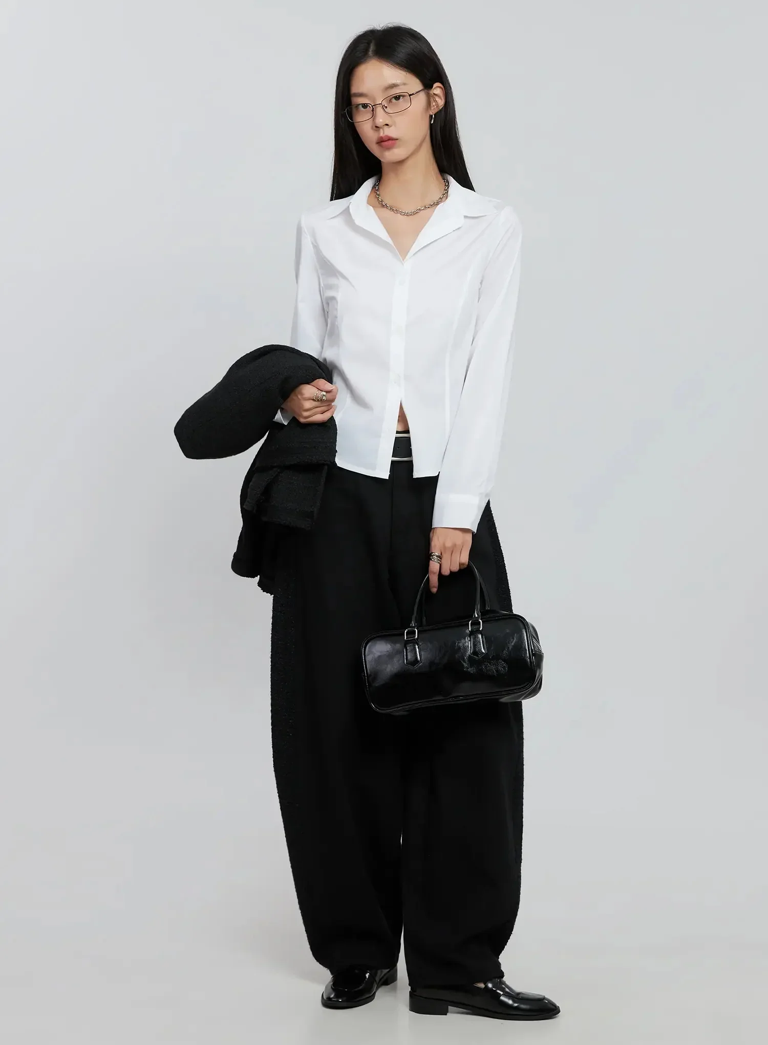 Elegant White Slim Blouse IO530