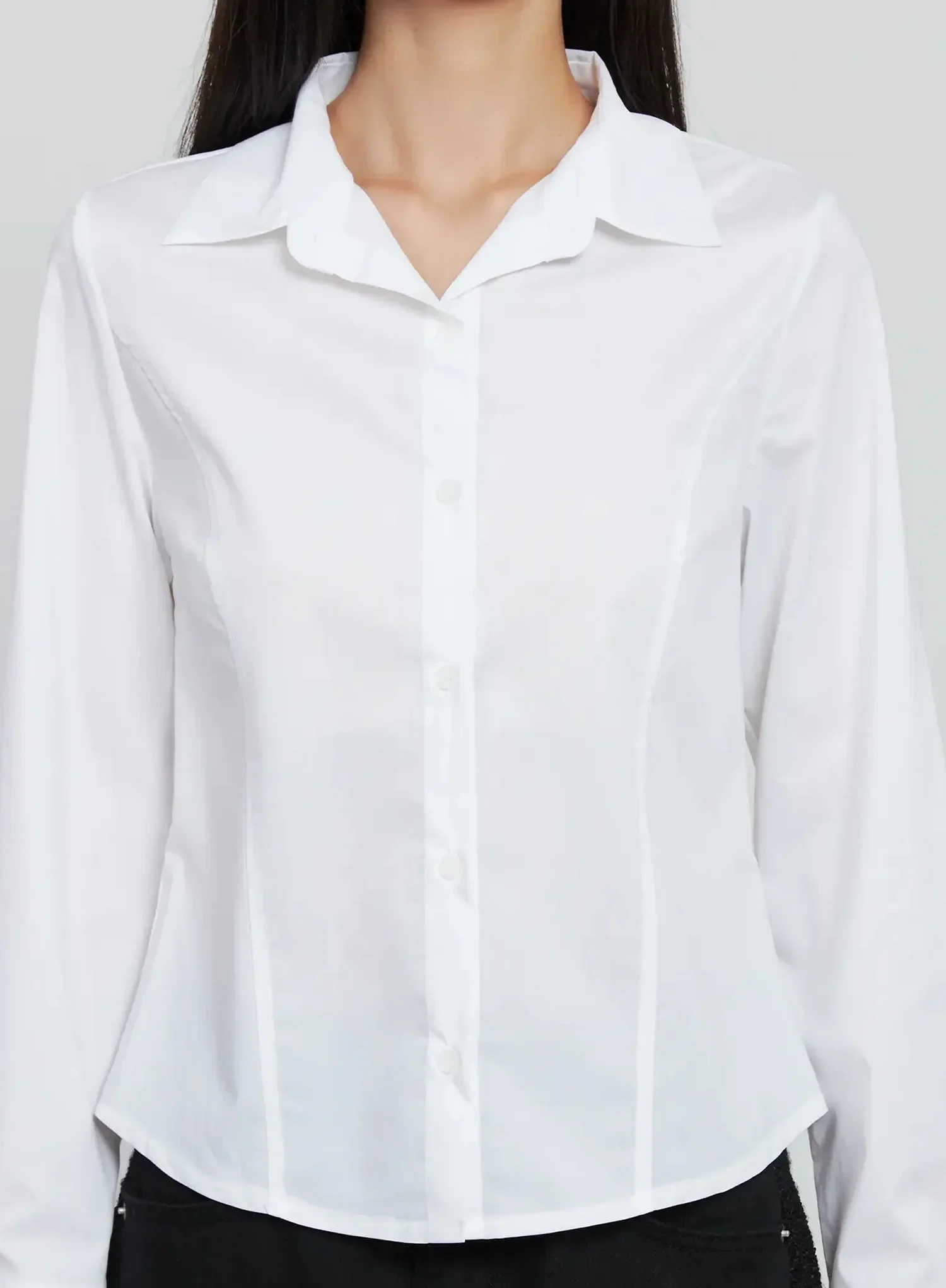 Elegant White Slim Blouse IO530 - Image 3