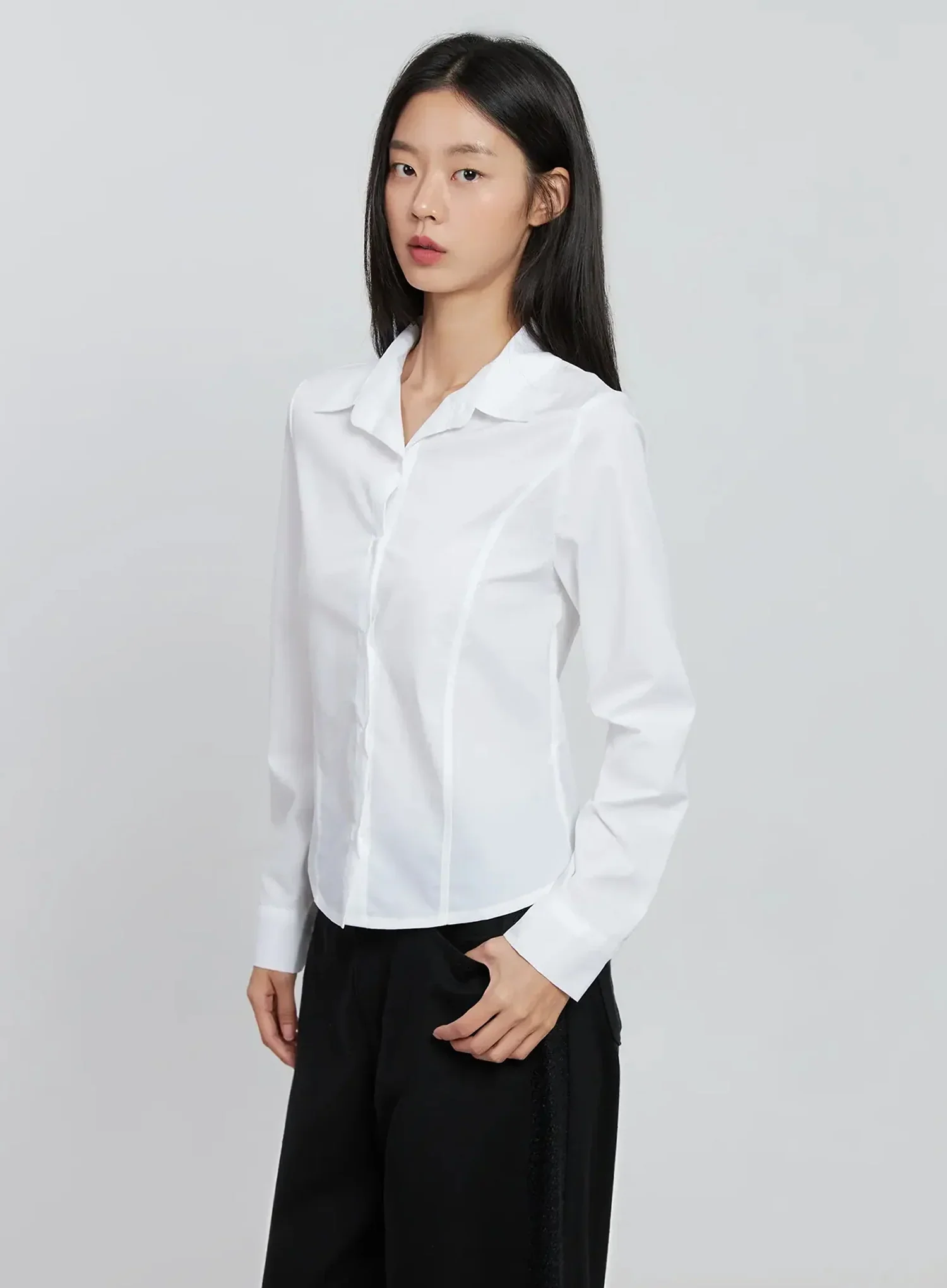 Elegant White Slim Blouse IO530 - Image 9