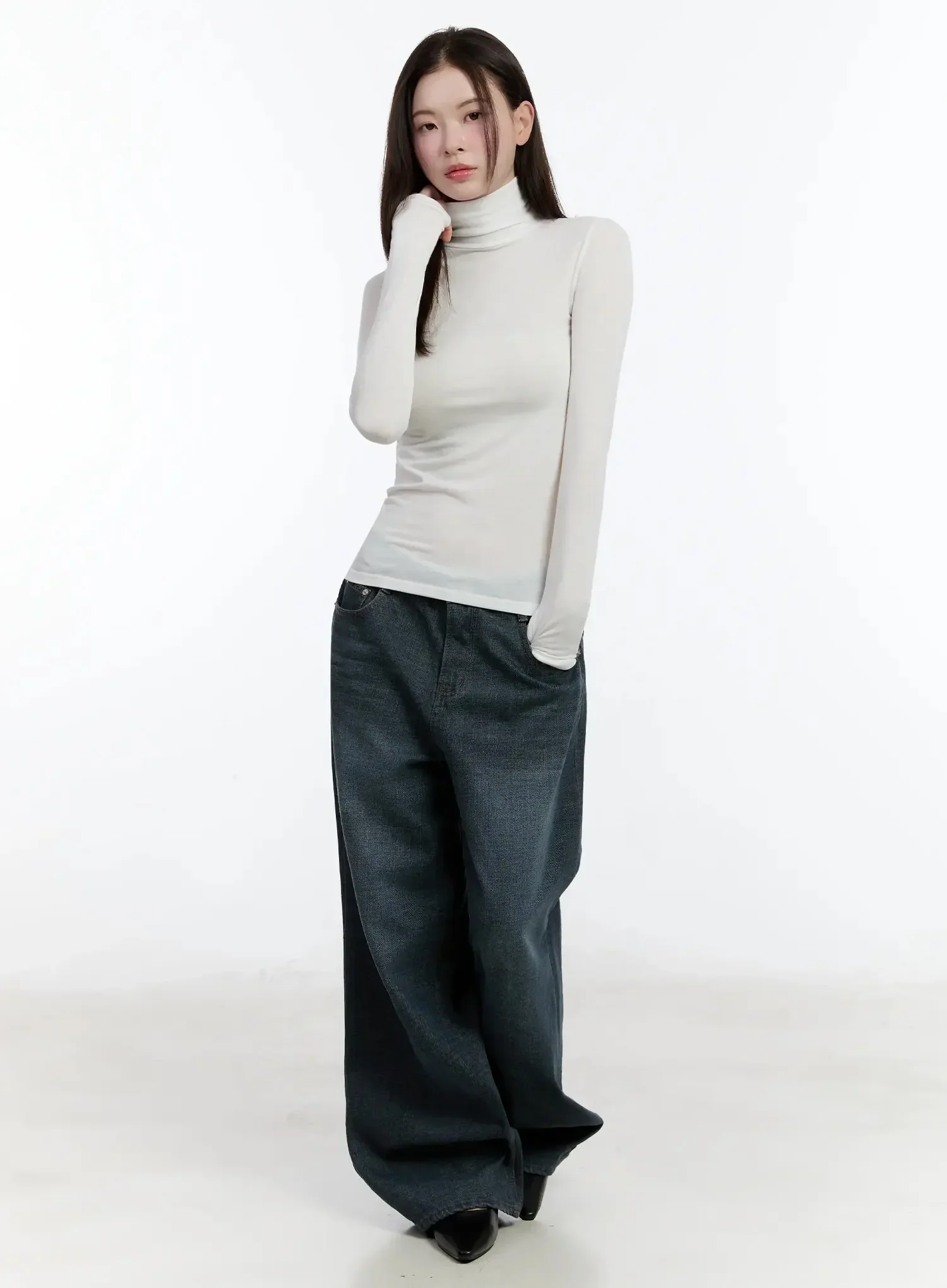 Elegant White Turtleneck Top ID526 - Image 10