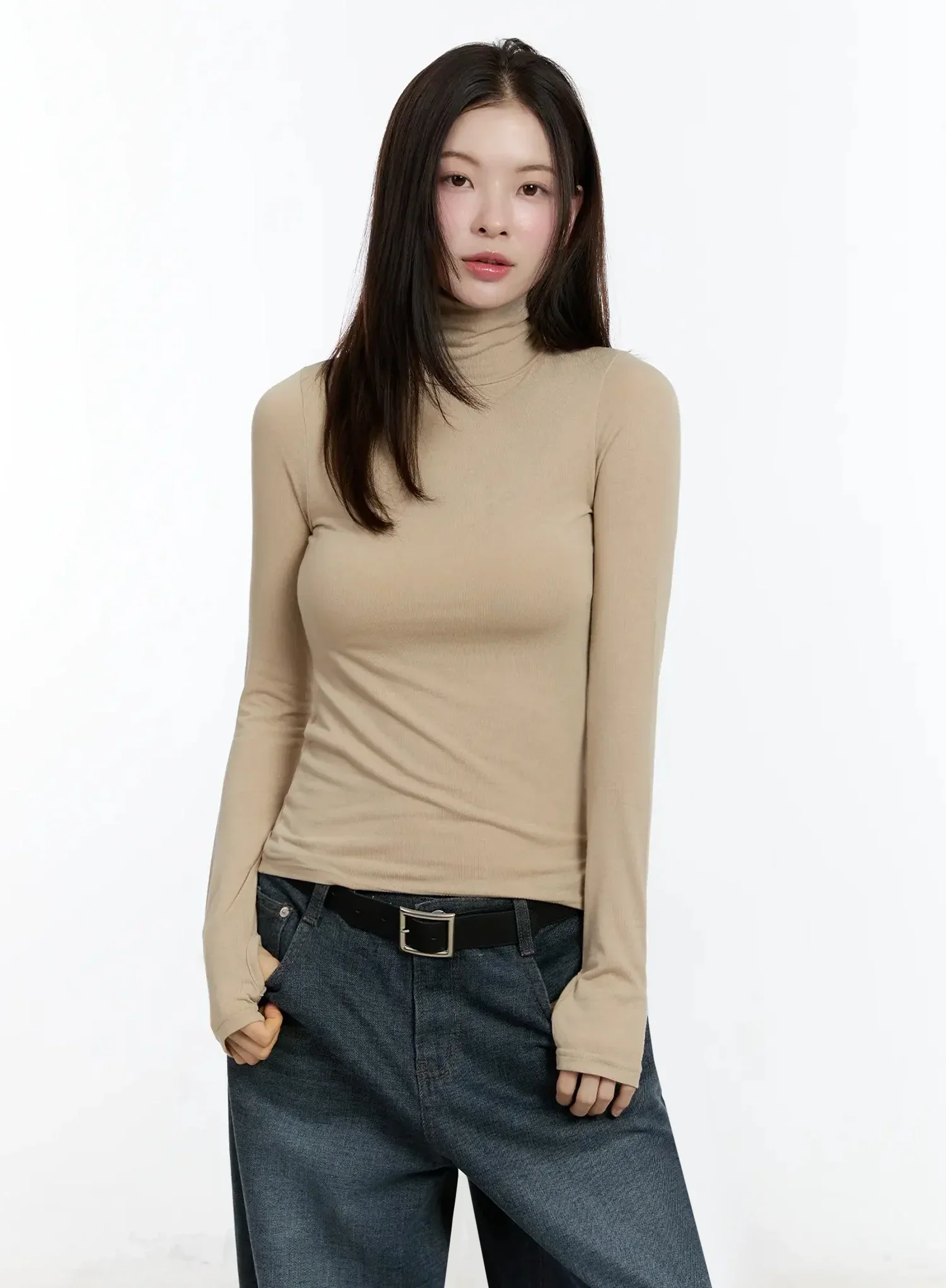 Elegant White Turtleneck Top ID526 - Image 14