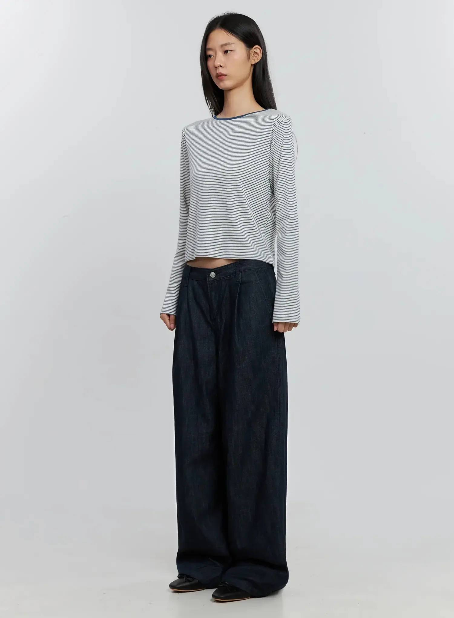 Elio Pintuck Wide-Leg Jeans IS516 - Image 10