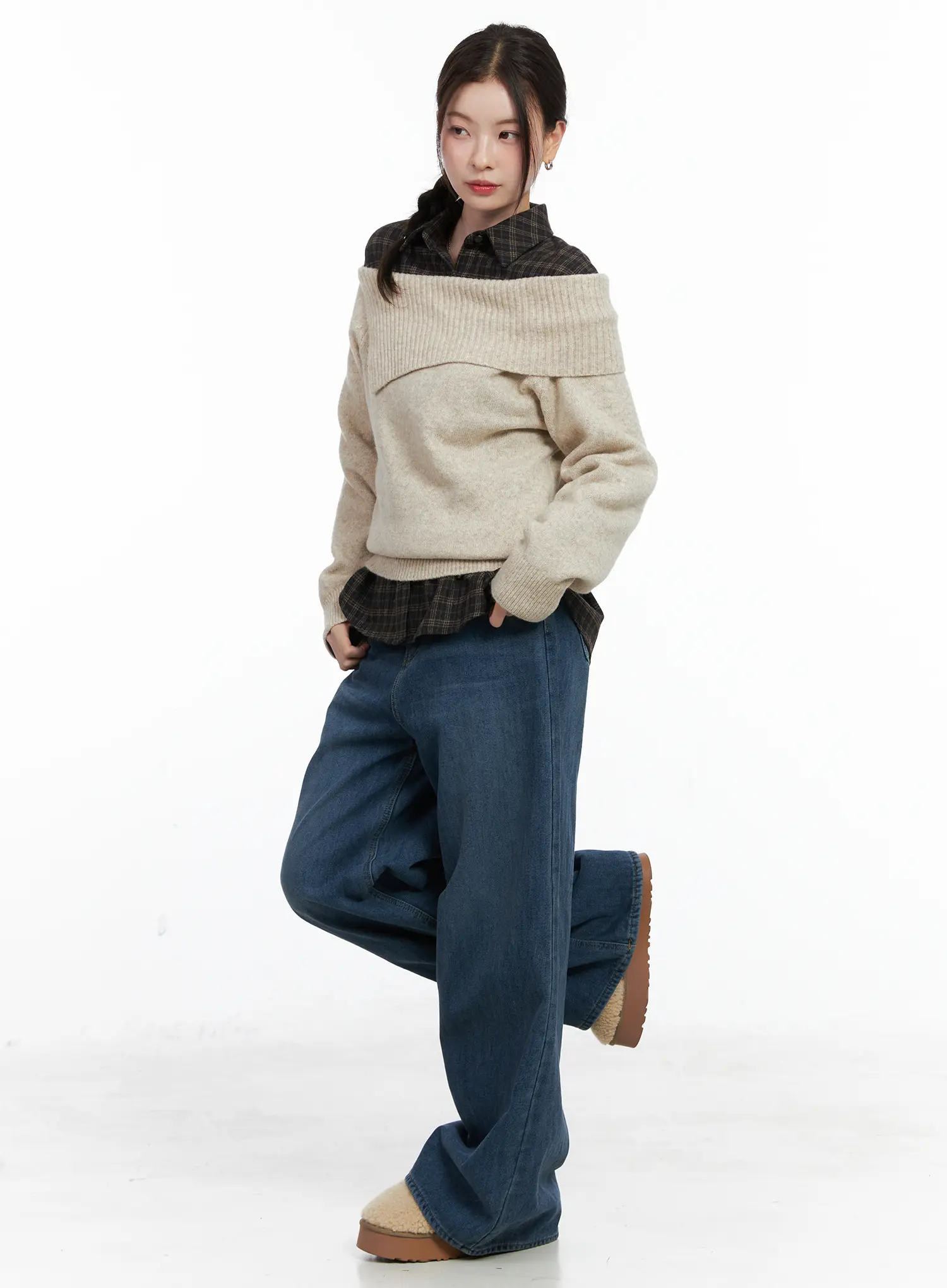 Elod Velvet Fleece Wide Leg Jeans CN519 - Image 5