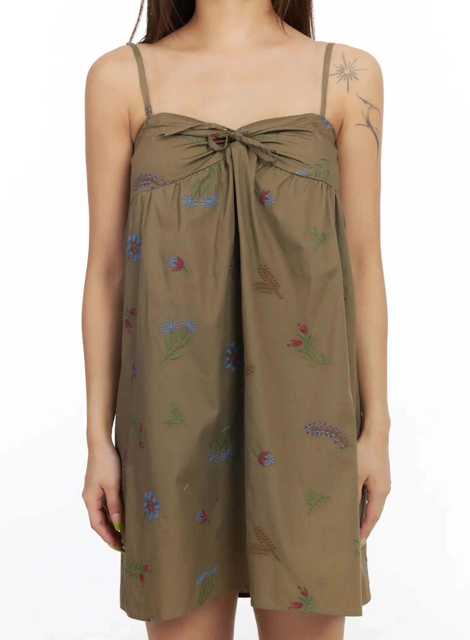 Embroidered Bow Knot Mini Dress CF513 - Image 4