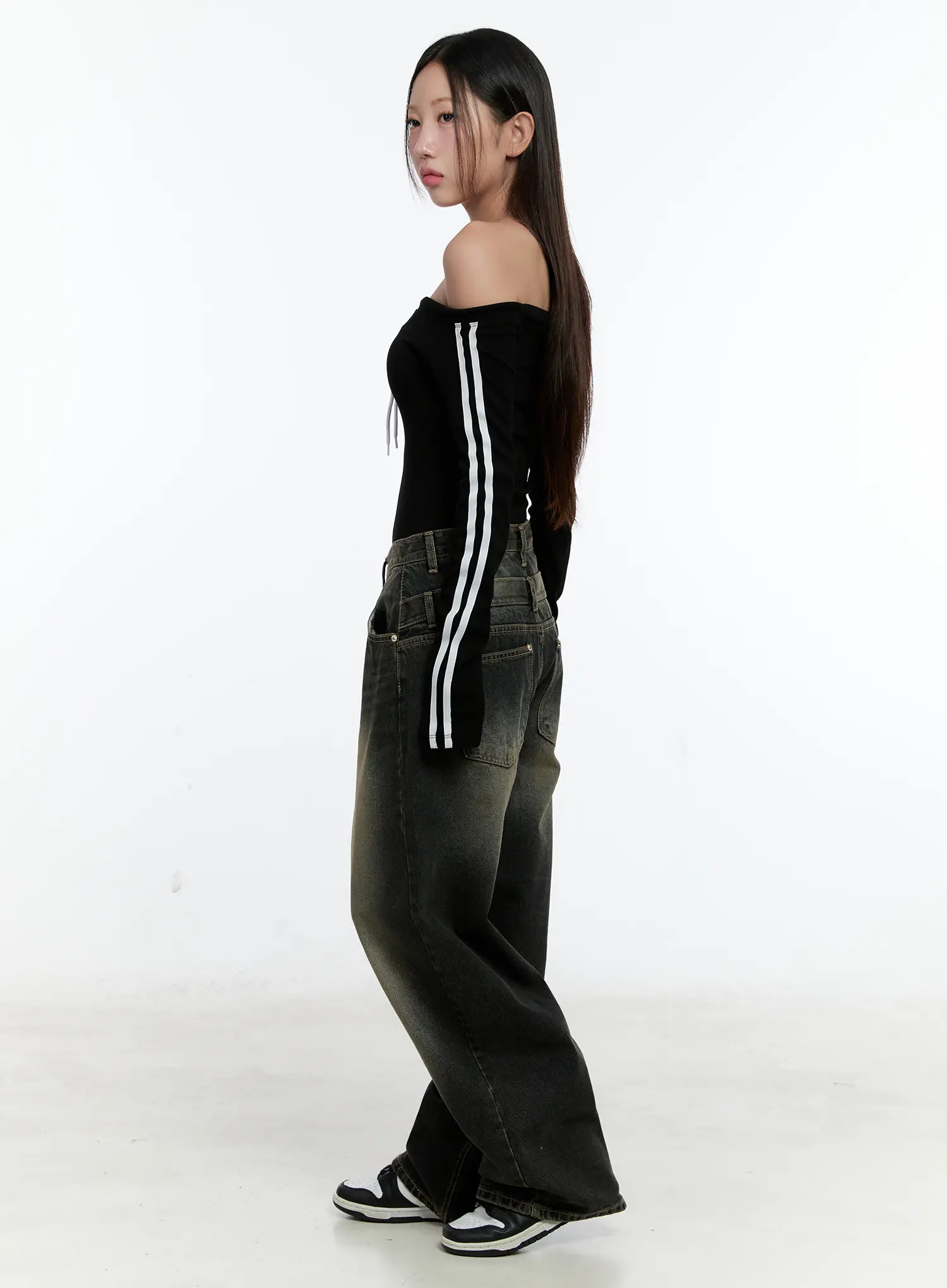 Emerie Washed Wide-Leg Baggy Jeans CS518 - Image 5