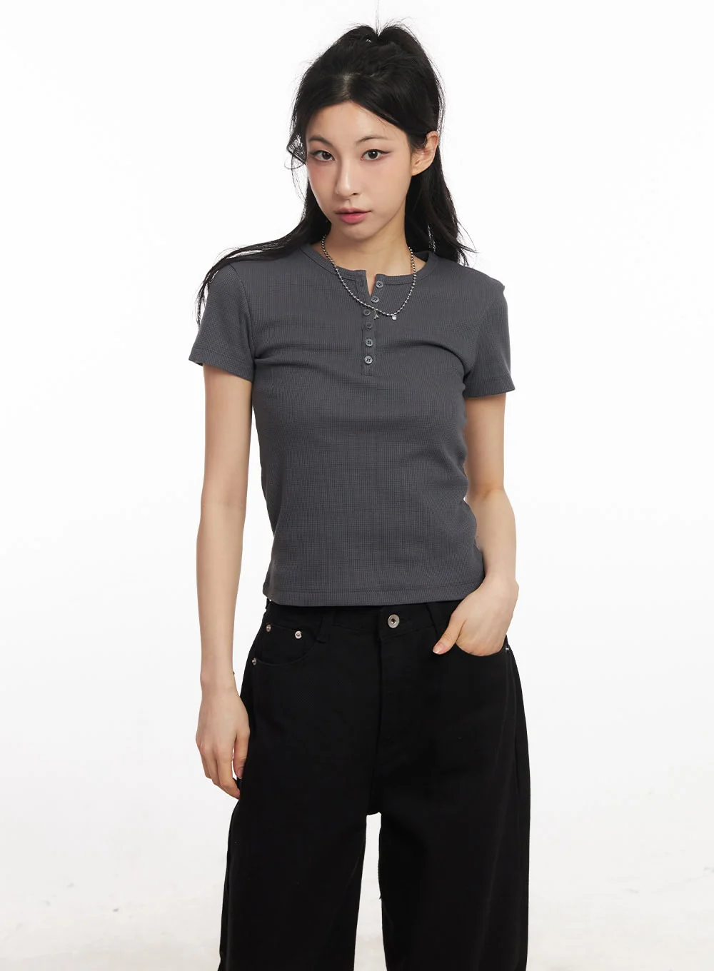 Essential Henley Button Top CA516 - Image 10