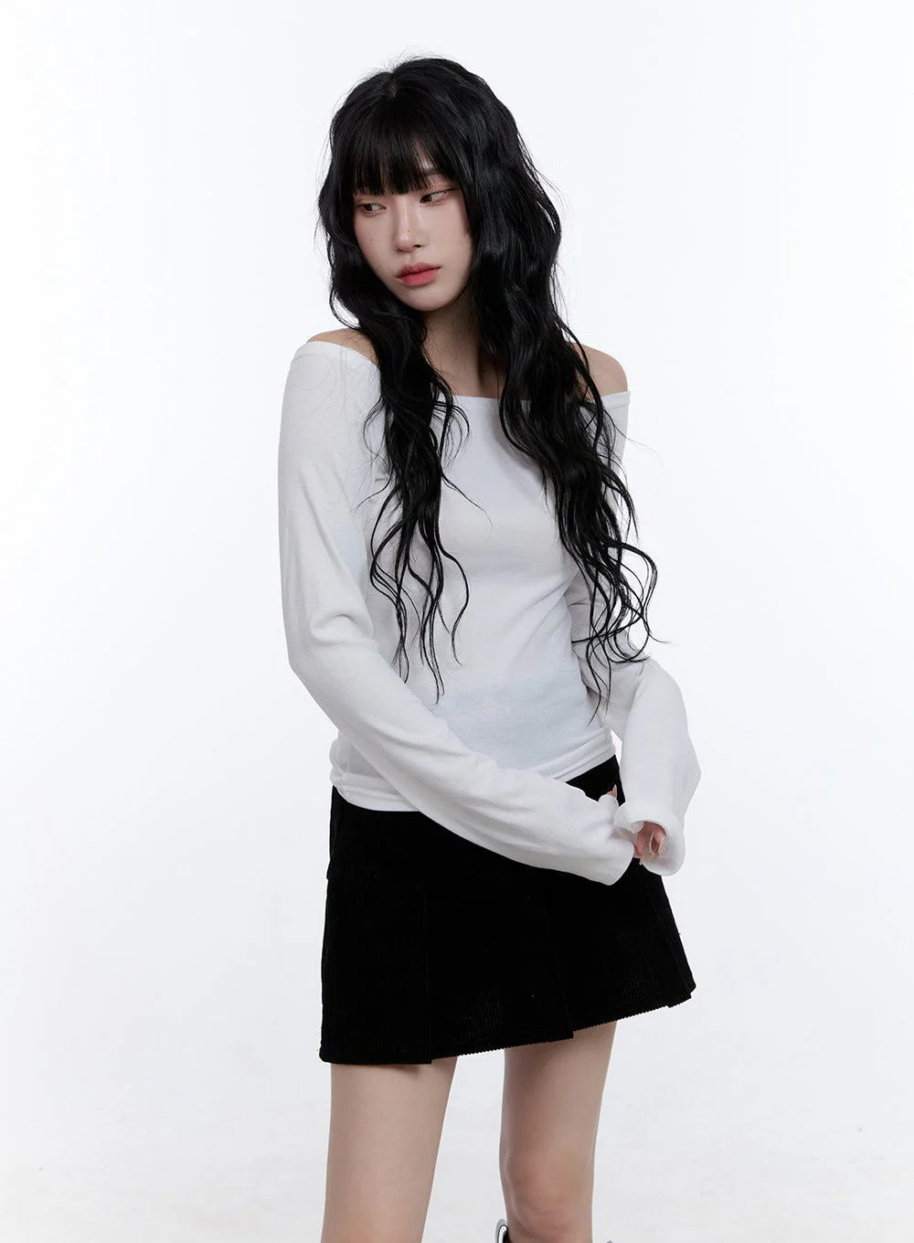 Essential Off-Shoulder Long Sleeve Top CD419 - Image 8