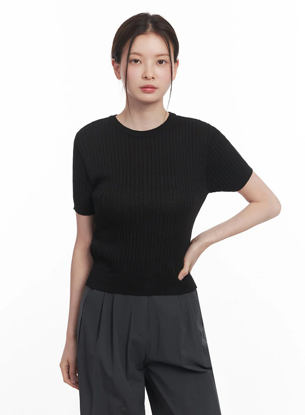 Essential Ribbed Knit Top IY513 - Image 16
