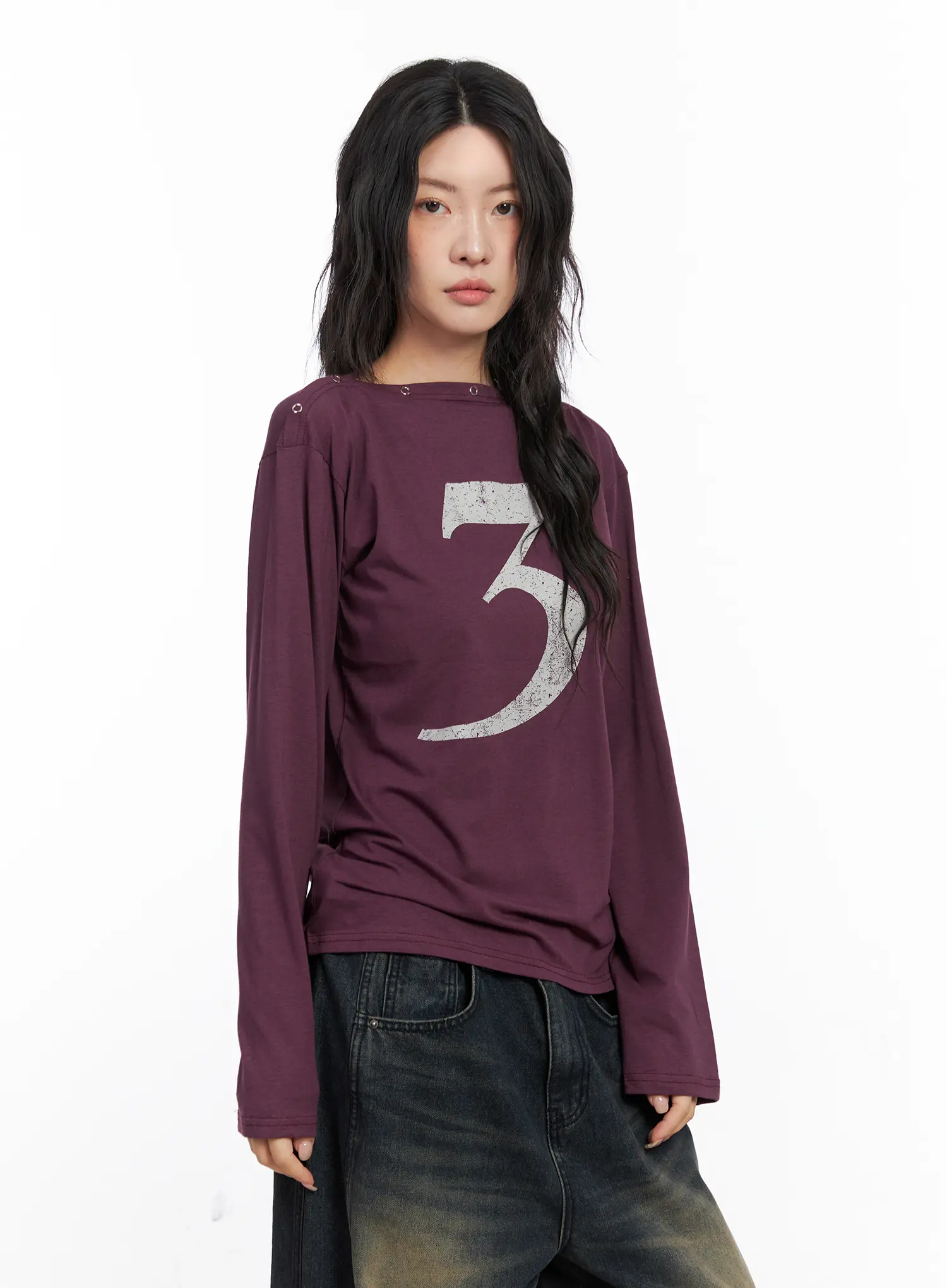 Eyelet Graphic Off-Shoulder Top CO507 - Image 6