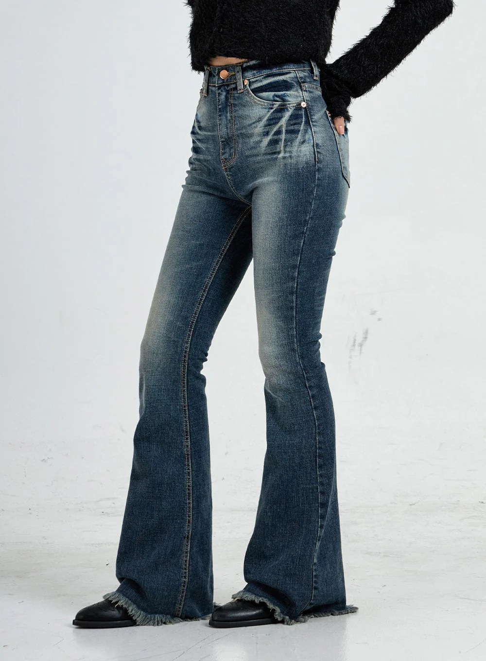Faded Washing Bootcut Denim Pants CO17 - Image 4