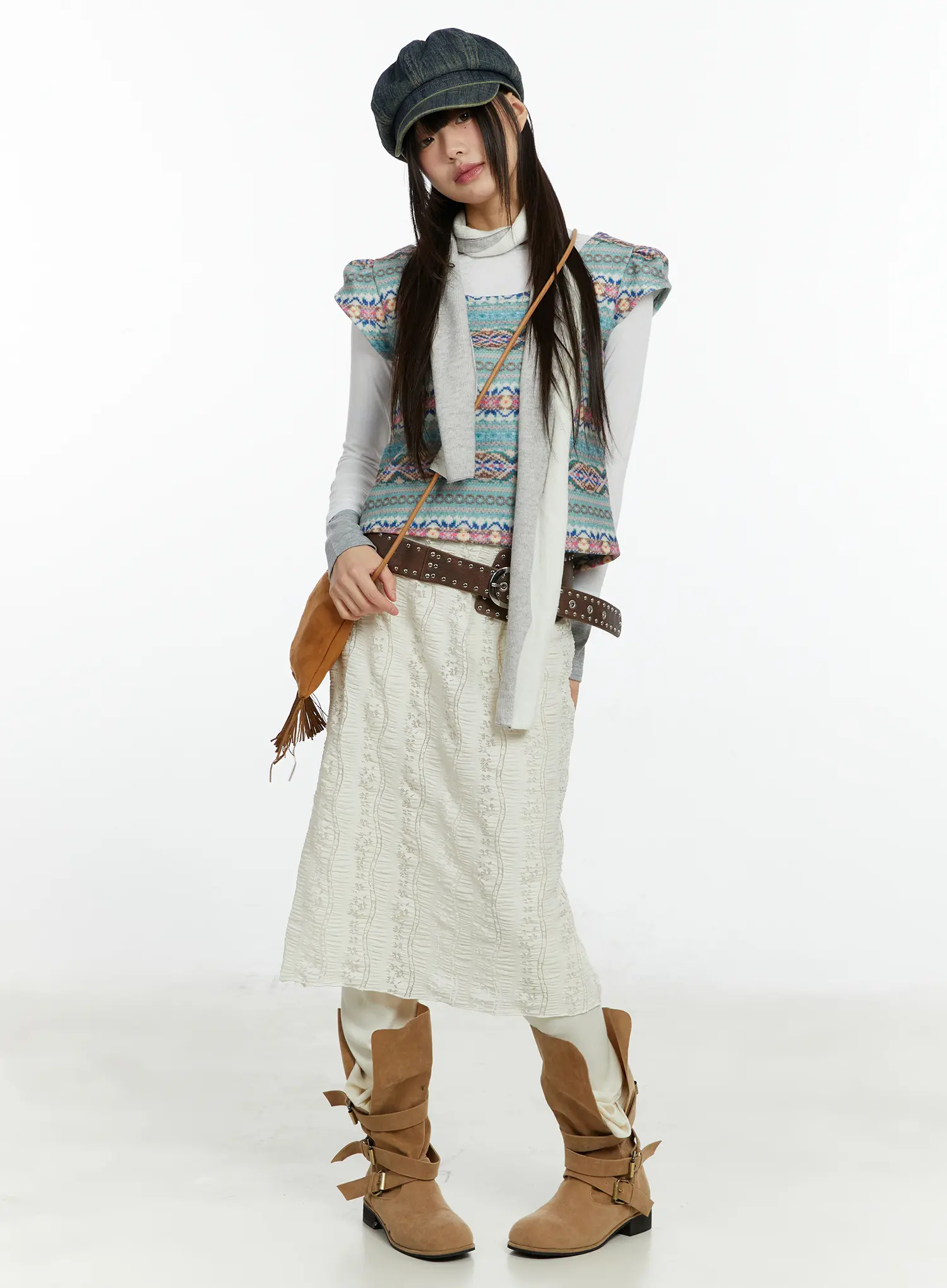 Fair Isle Puff Short Sleeve Top CF509 - Image 7