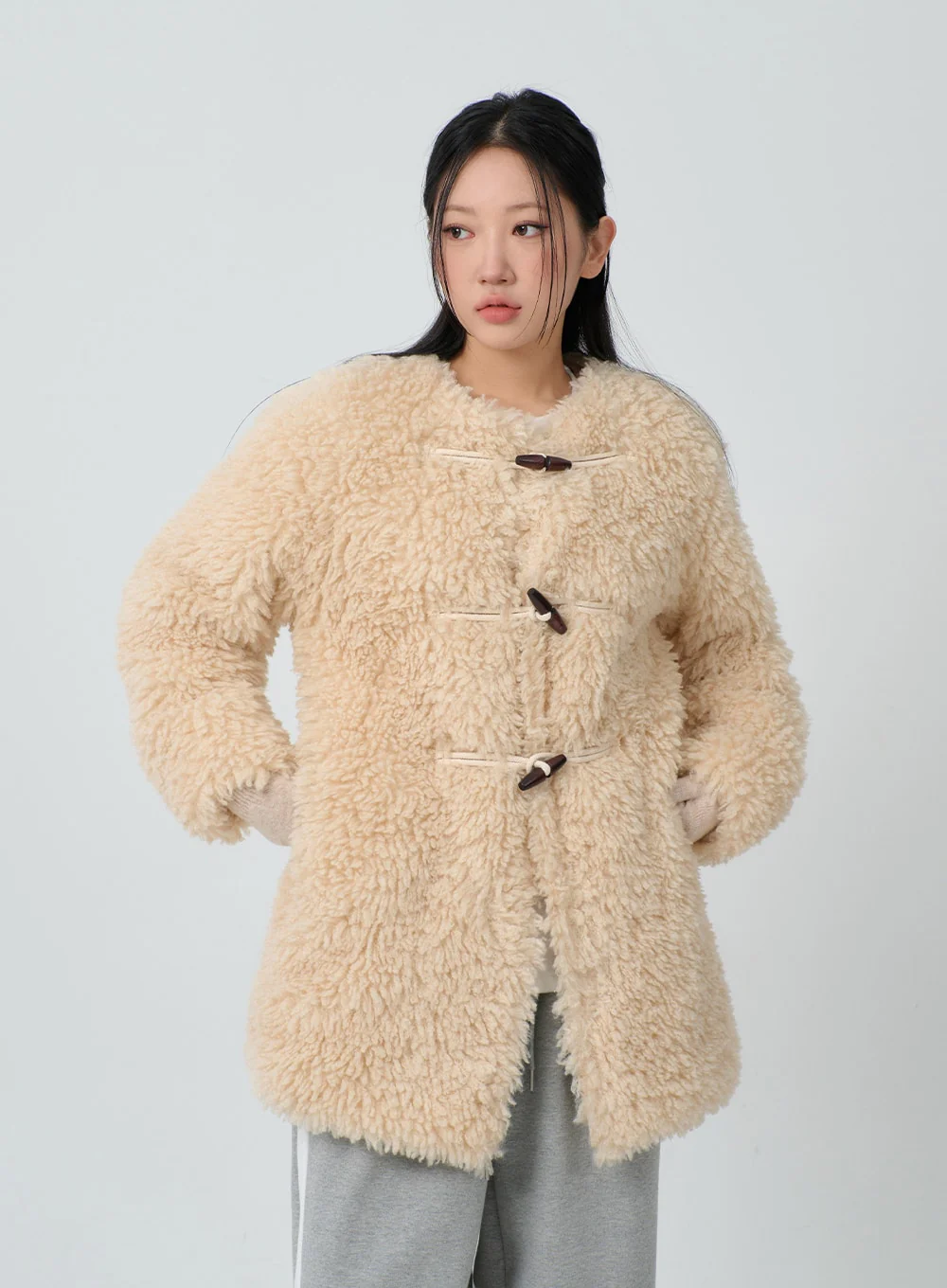Faux Fur Button Midi Coat CJ302 - Image 8