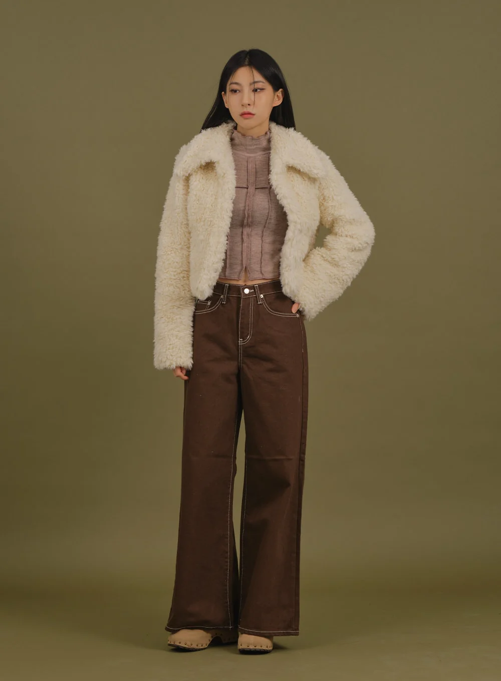 Faux Fur Cropped Jacket J6 - Image 12