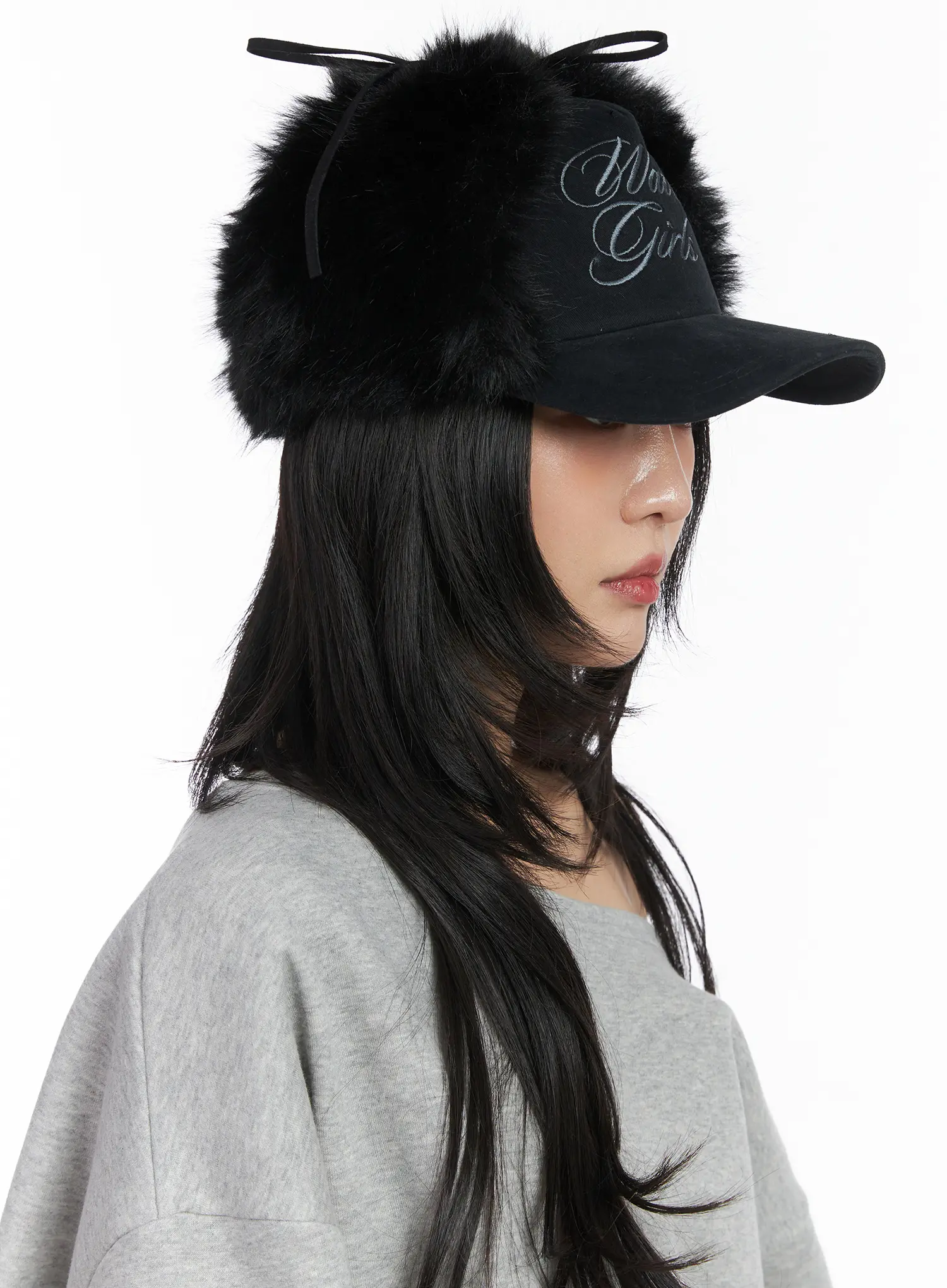Faux Fur Embroidered Baseball Cap CD508 - Image 3
